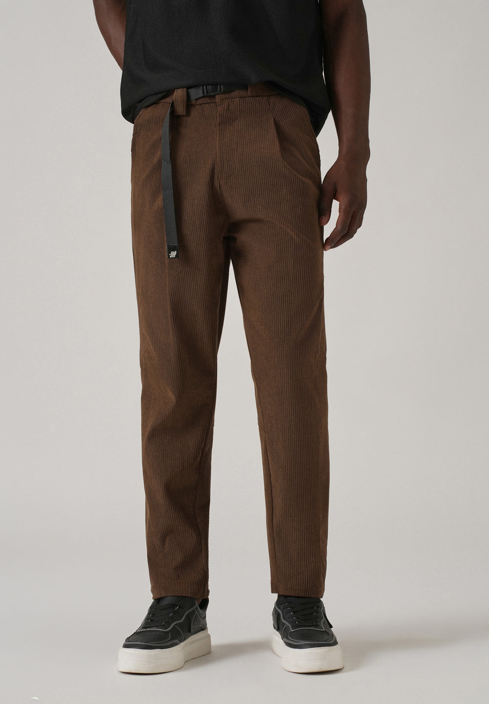Brown Corduroy Belted Pant