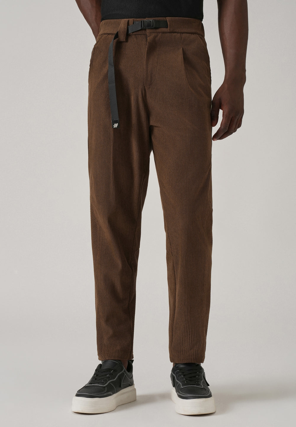 Brown Corduroy Belted Pant