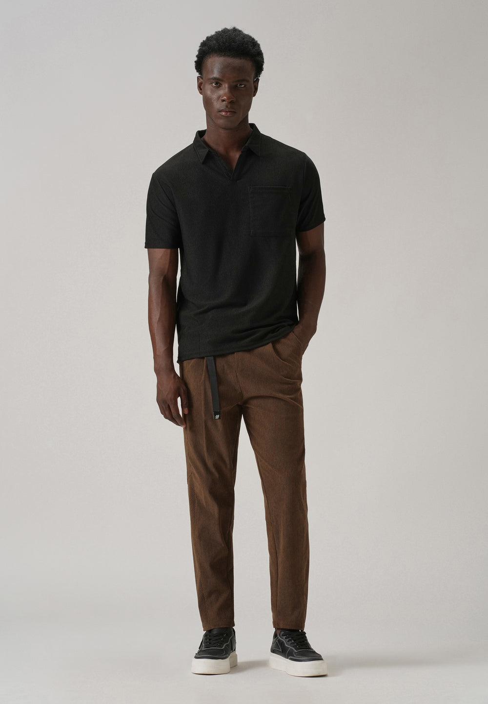 Brown Corduroy Belted Pant