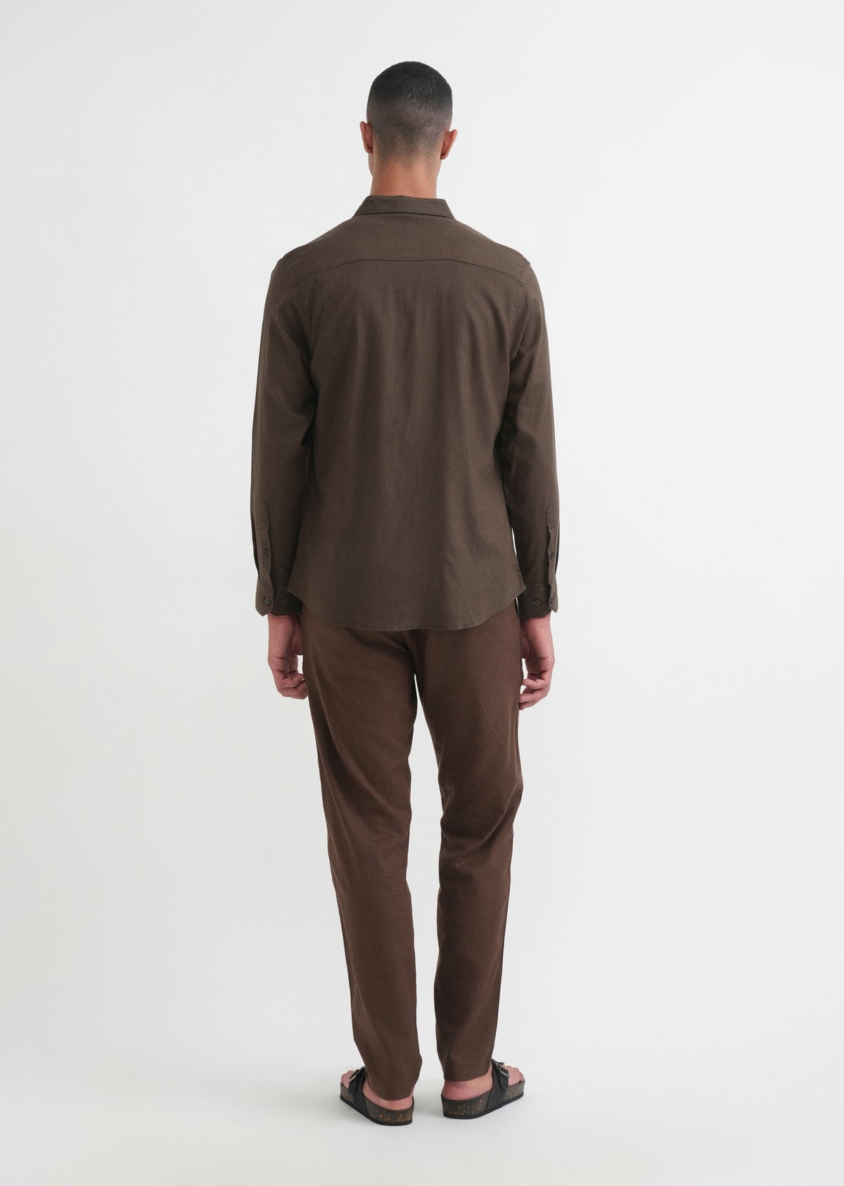 Brown Cotton Blend Regular Fit Shirt