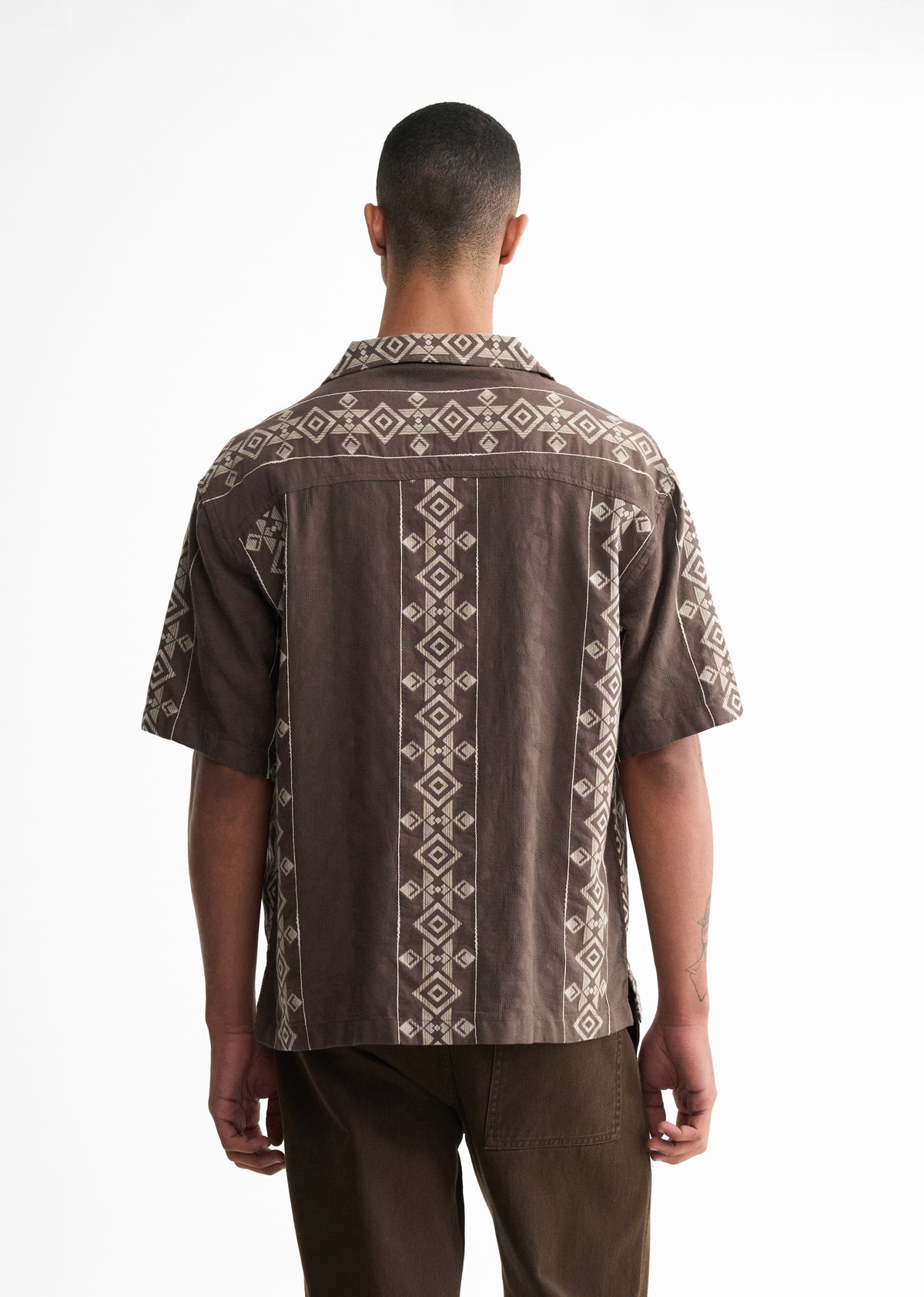 Brown Cotton Jacquard Shirt