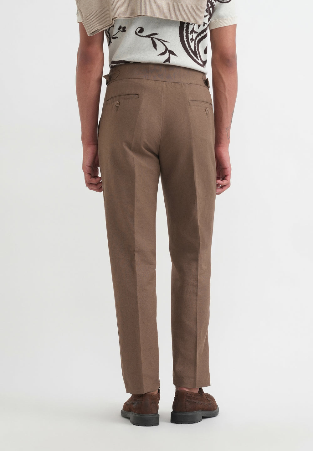 Brown Cotton Linen Gurkha Pant