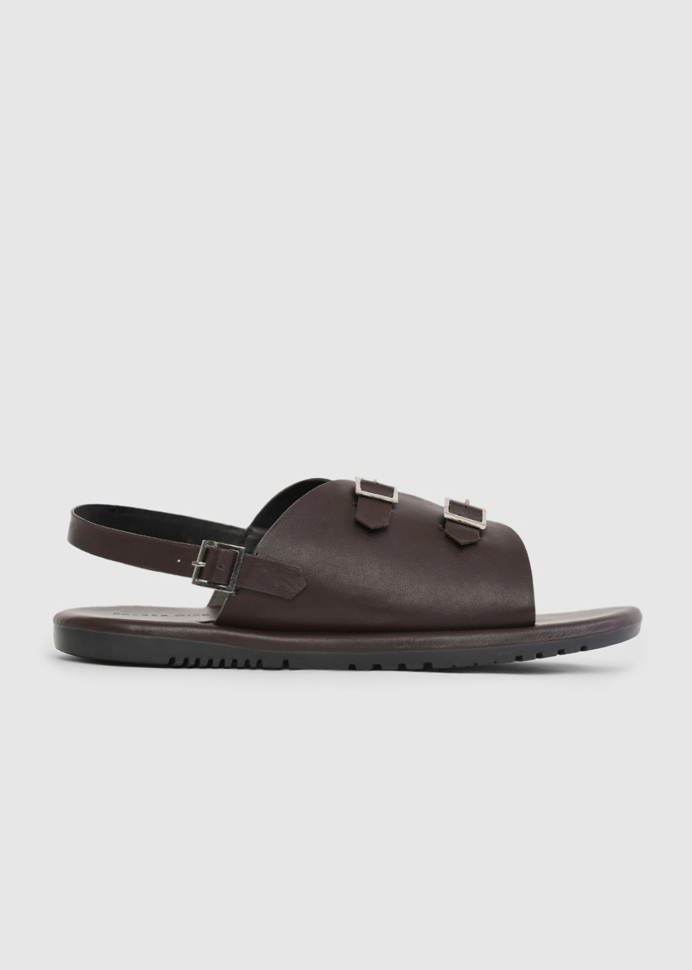 Brown Double Buckle Backstrap Sandals