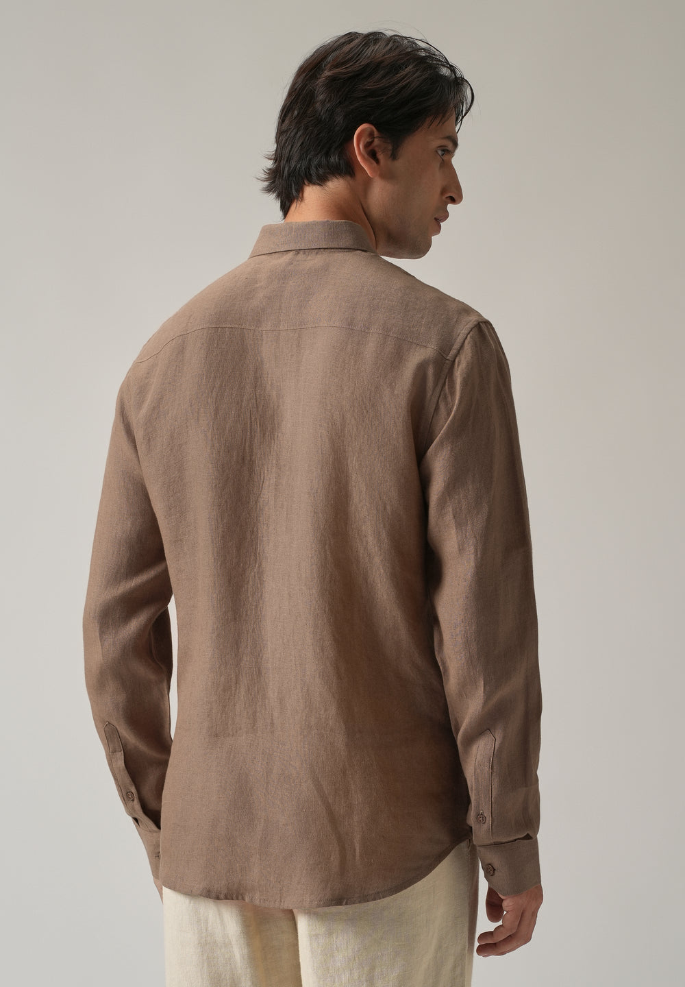 Brown Double Pocket 100% Pure Irish Linen Shirt