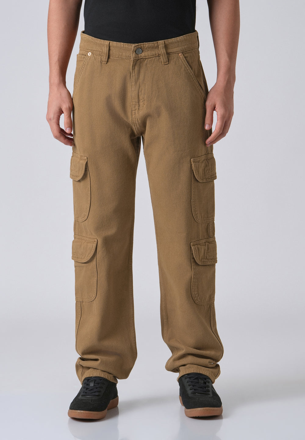 Brown Double Pocket Cargo Denim