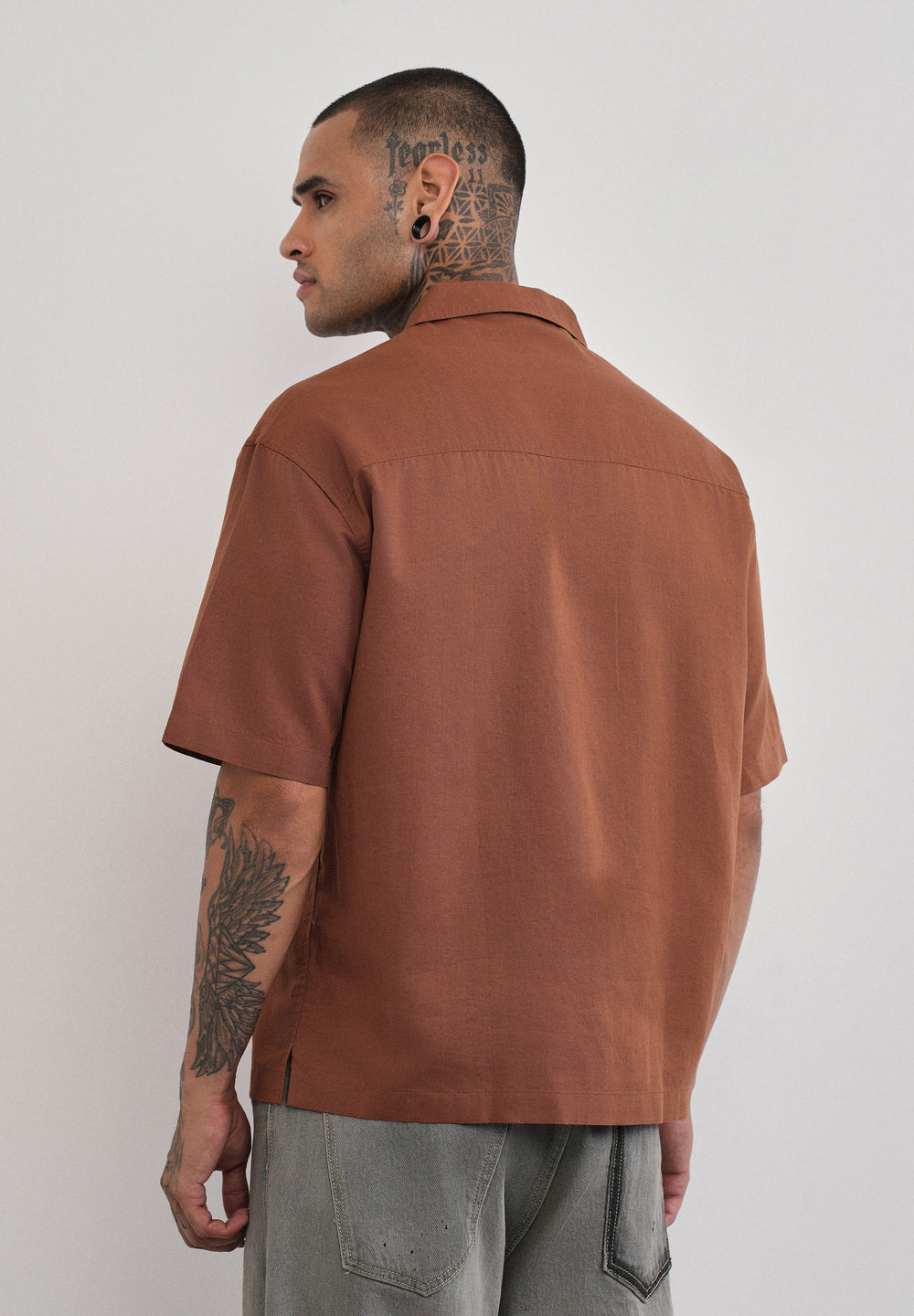 Brown Double Pocket Cotton Linen Shirt