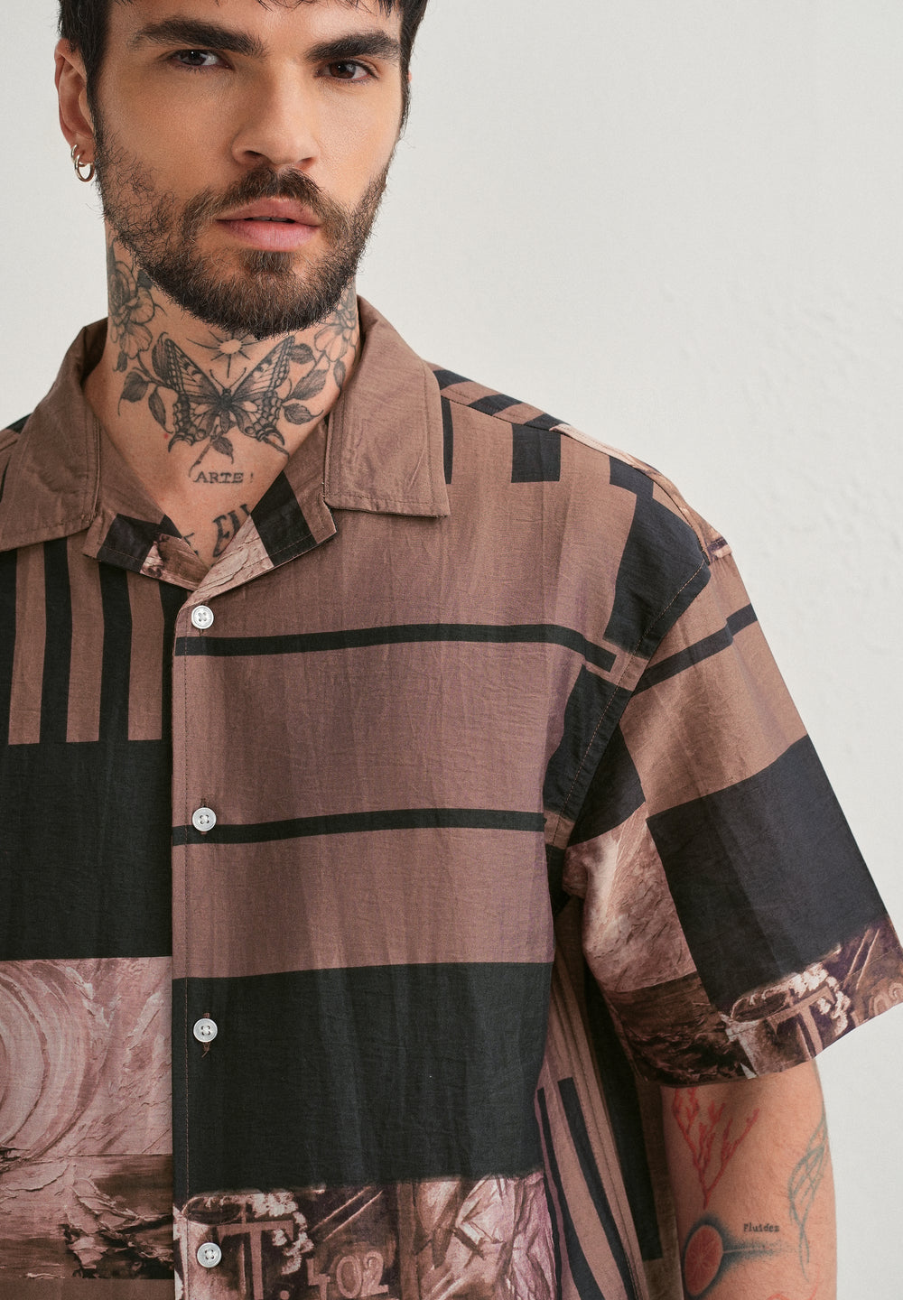 Brown Dual-Tone Printed Shirt
