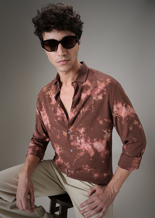 Brown Dye Printed Shirt