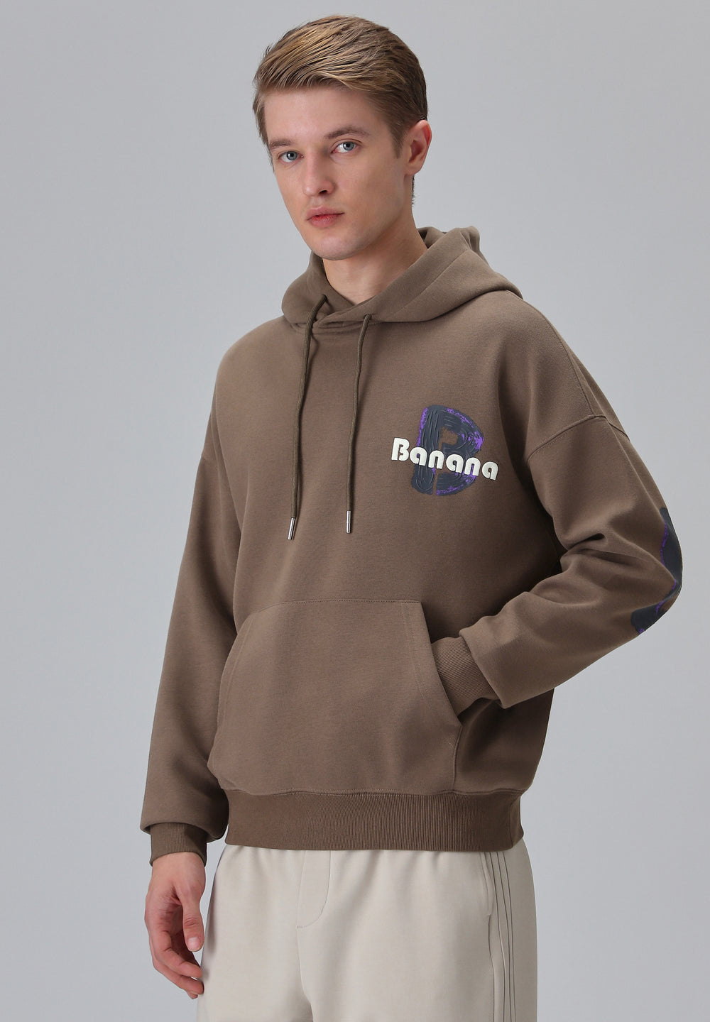 Brown Embossed Hoodie