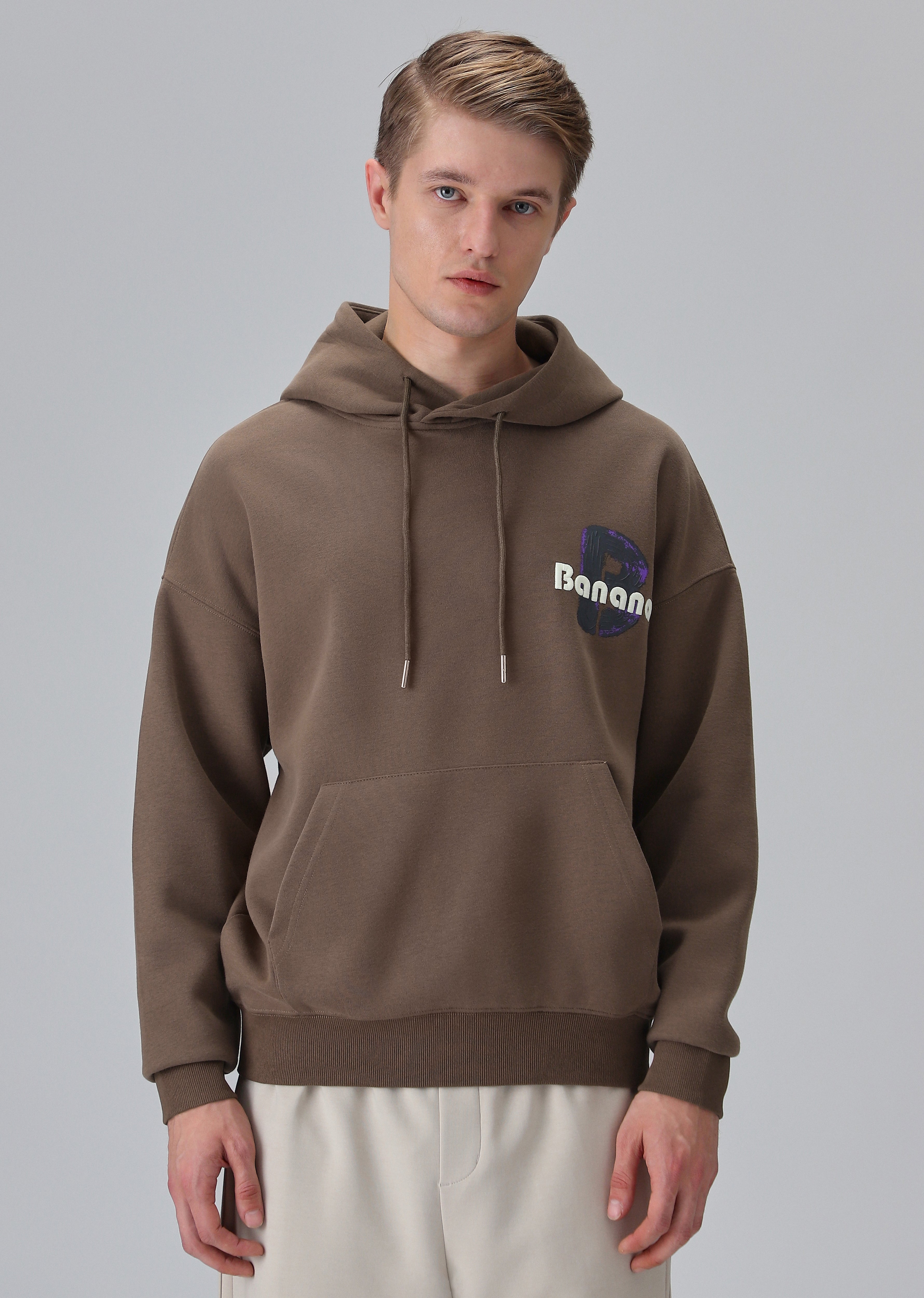 Brown Embossed Hoodie