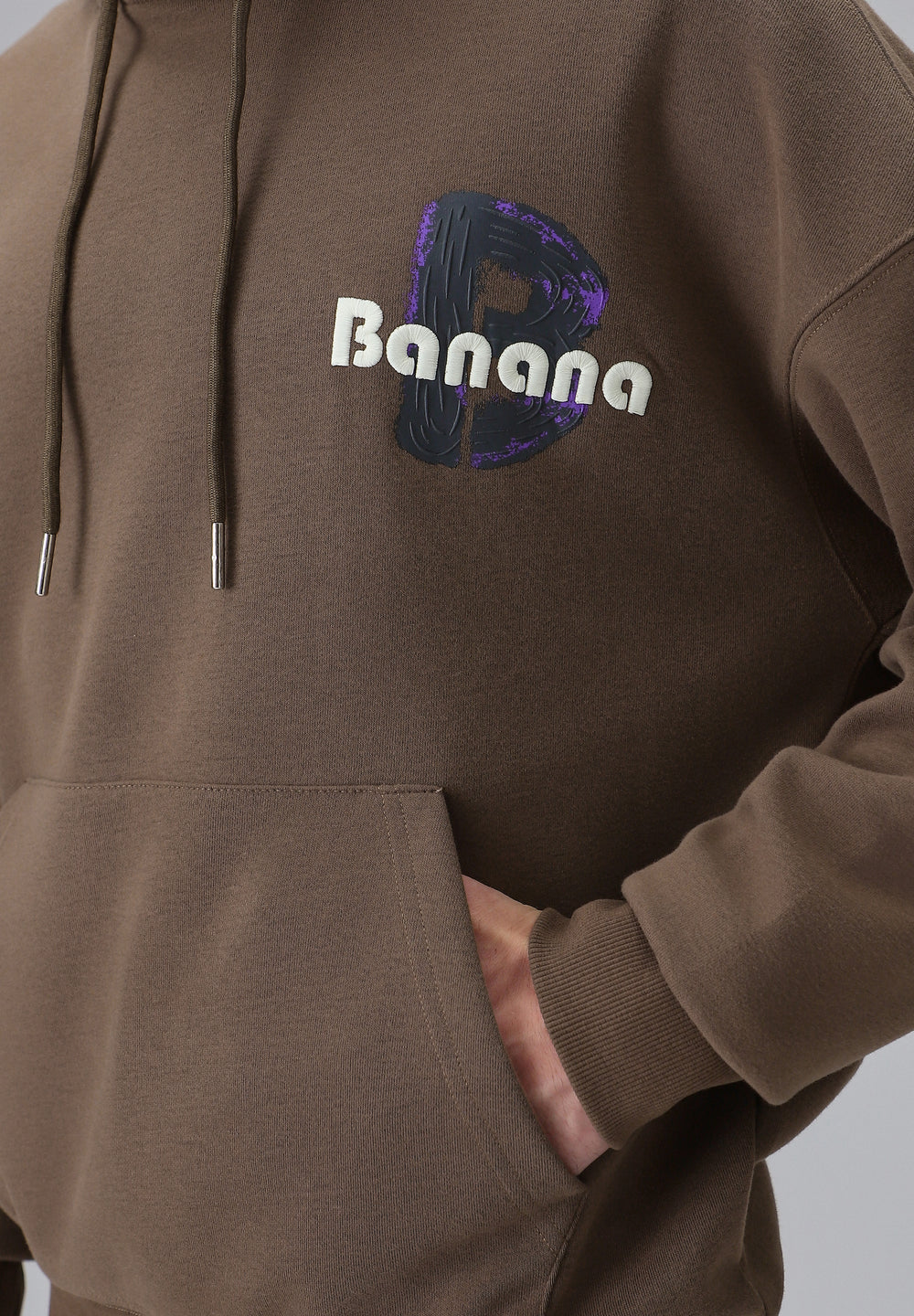 Brown Embossed Hoodie