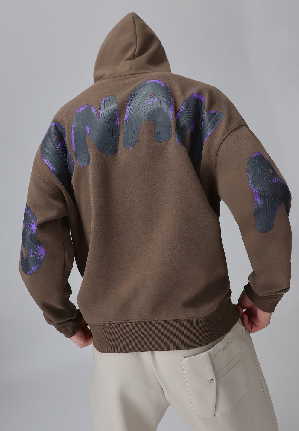 Brown Embossed Hoodie