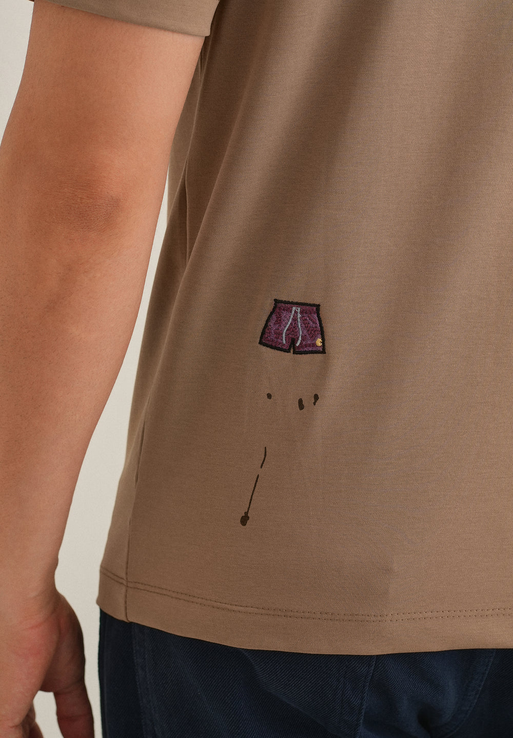 Brown Embroidered Regular Fit T-Shirt
