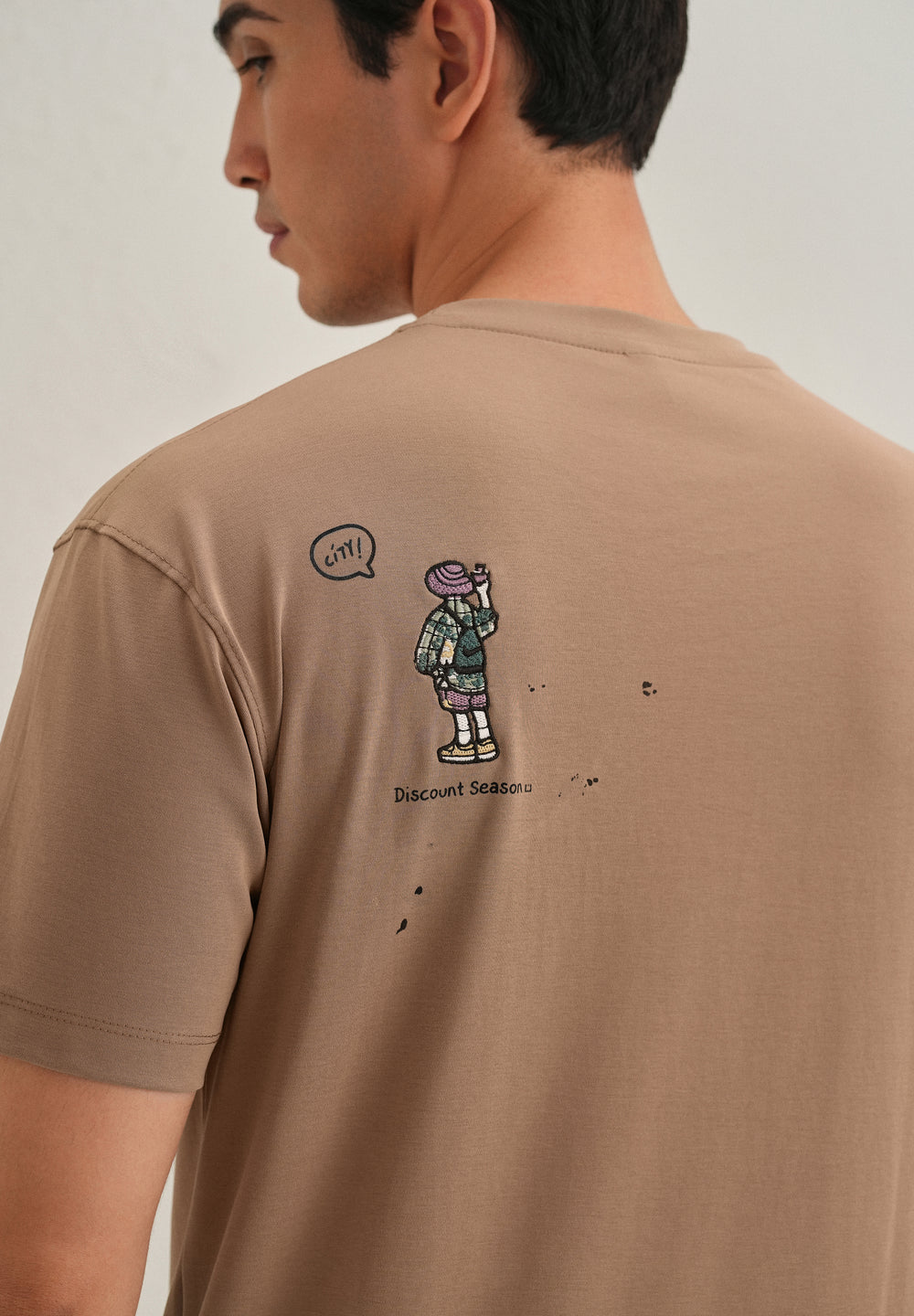 Brown Embroidered Regular Fit T-Shirt
