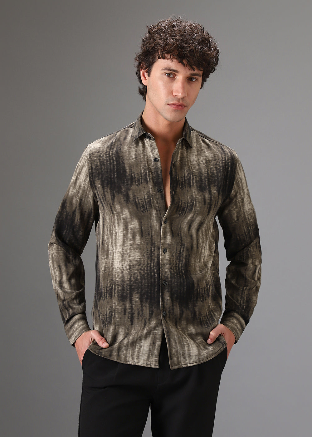 Brown Fade Abstract Printed Shirt