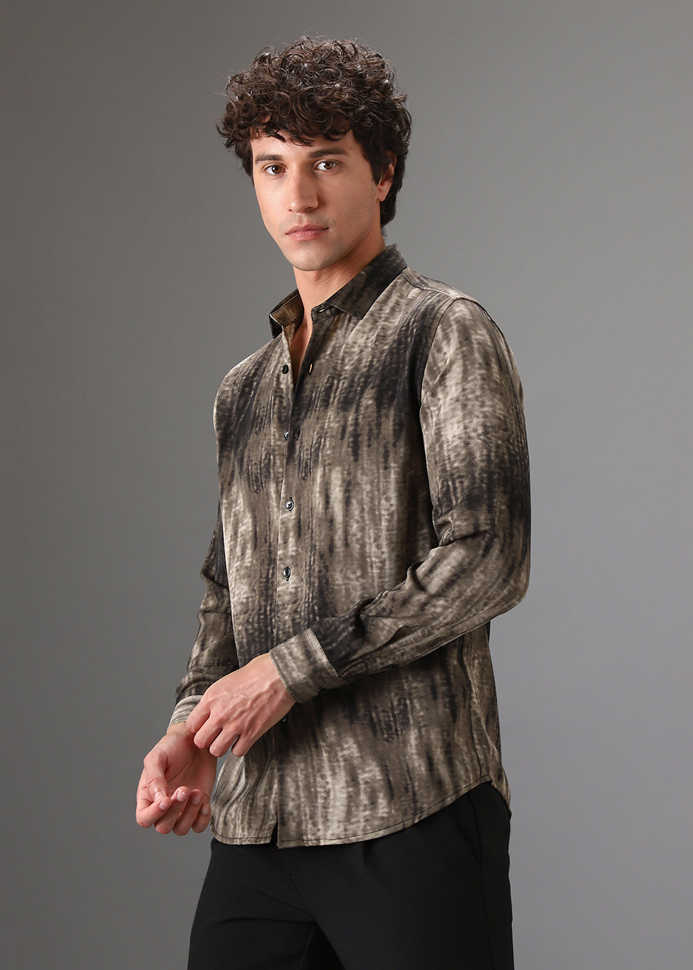 Brown Fade Abstract Printed Shirt