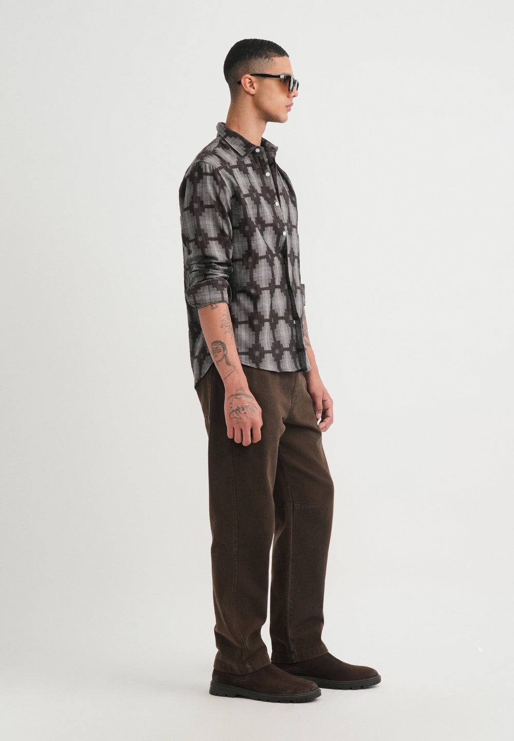 Brown Geometric Jacquard Shirt