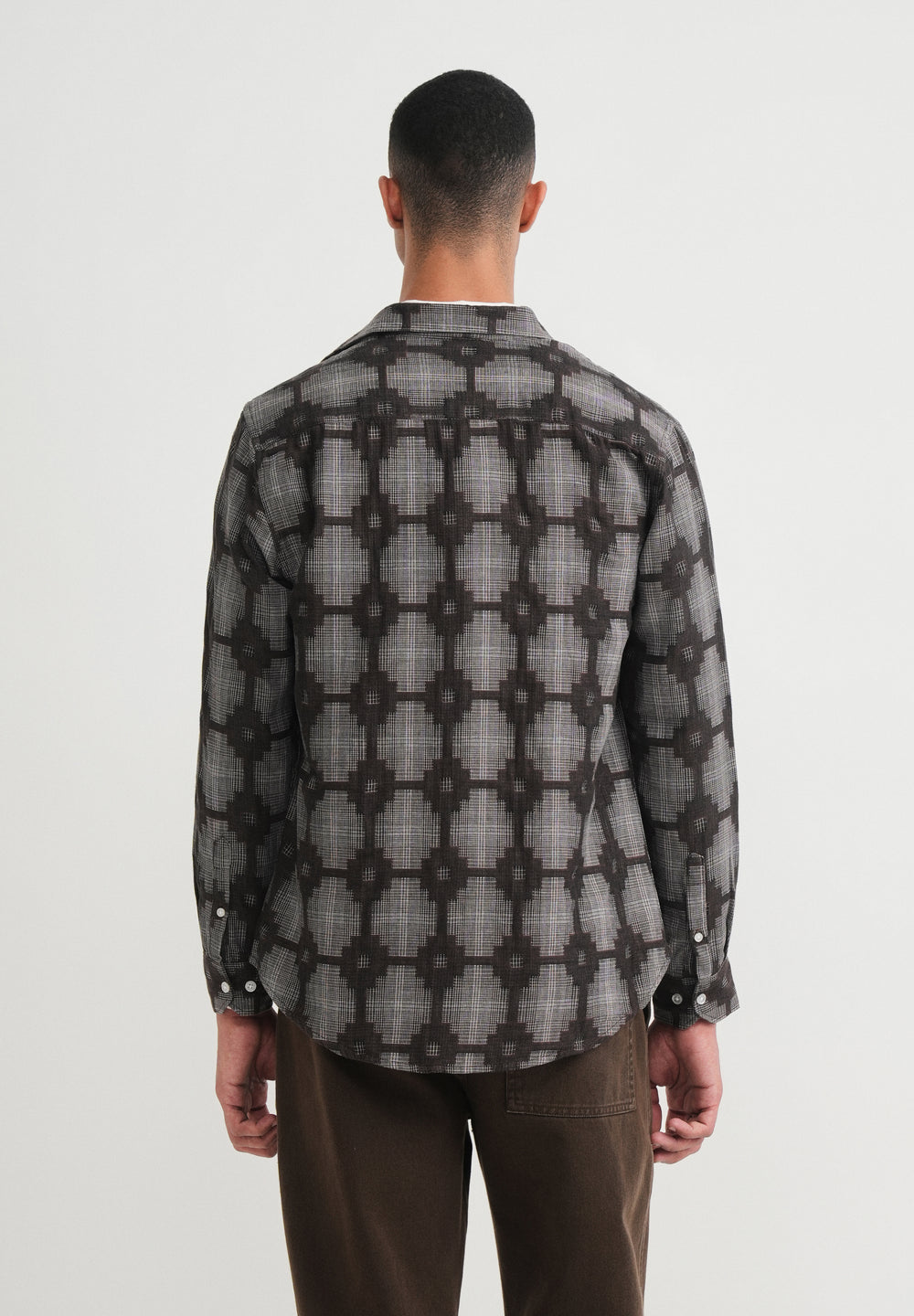 Brown Geometric Jacquard Shirt