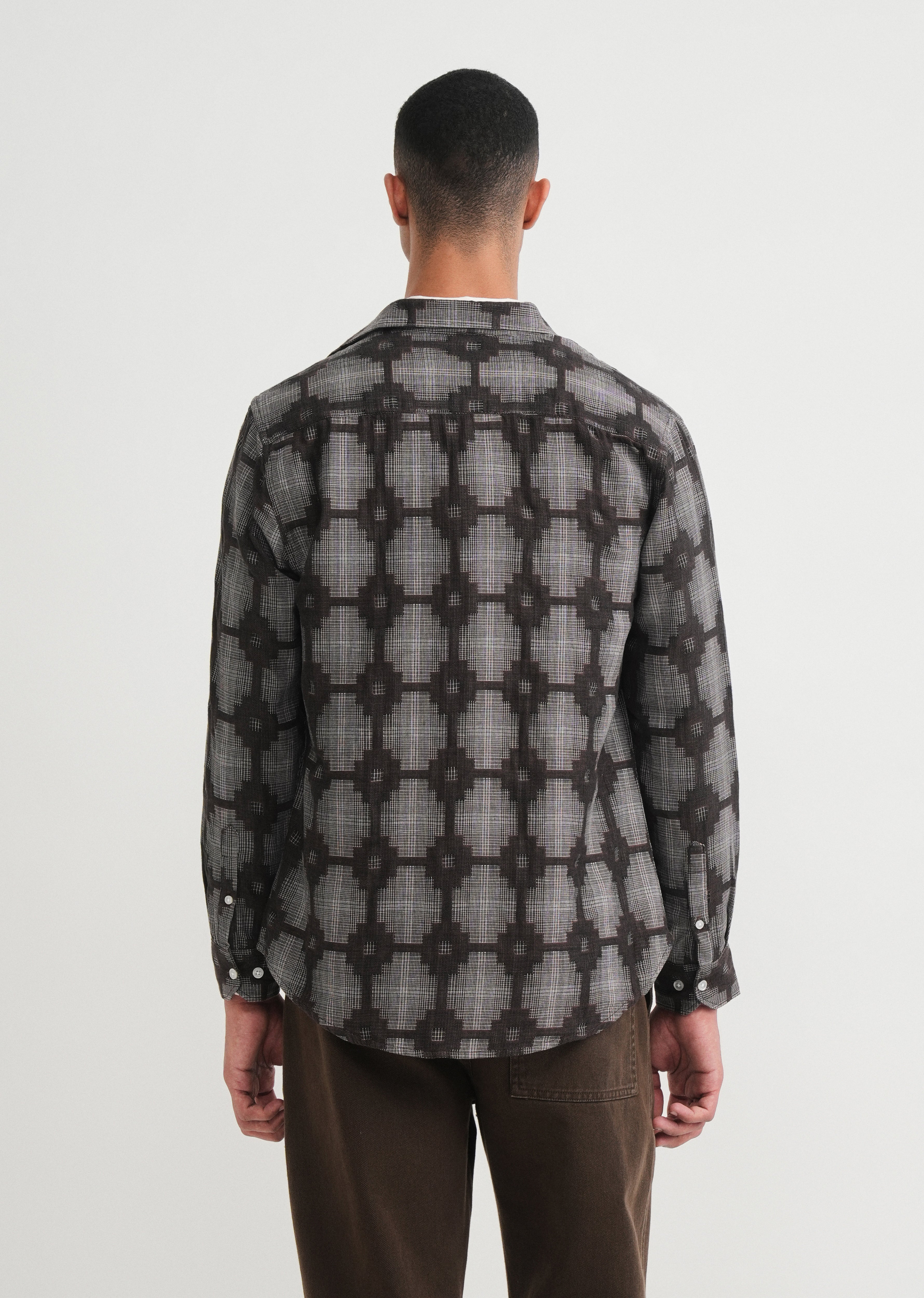 Brown Geometric Jacquard Shirt