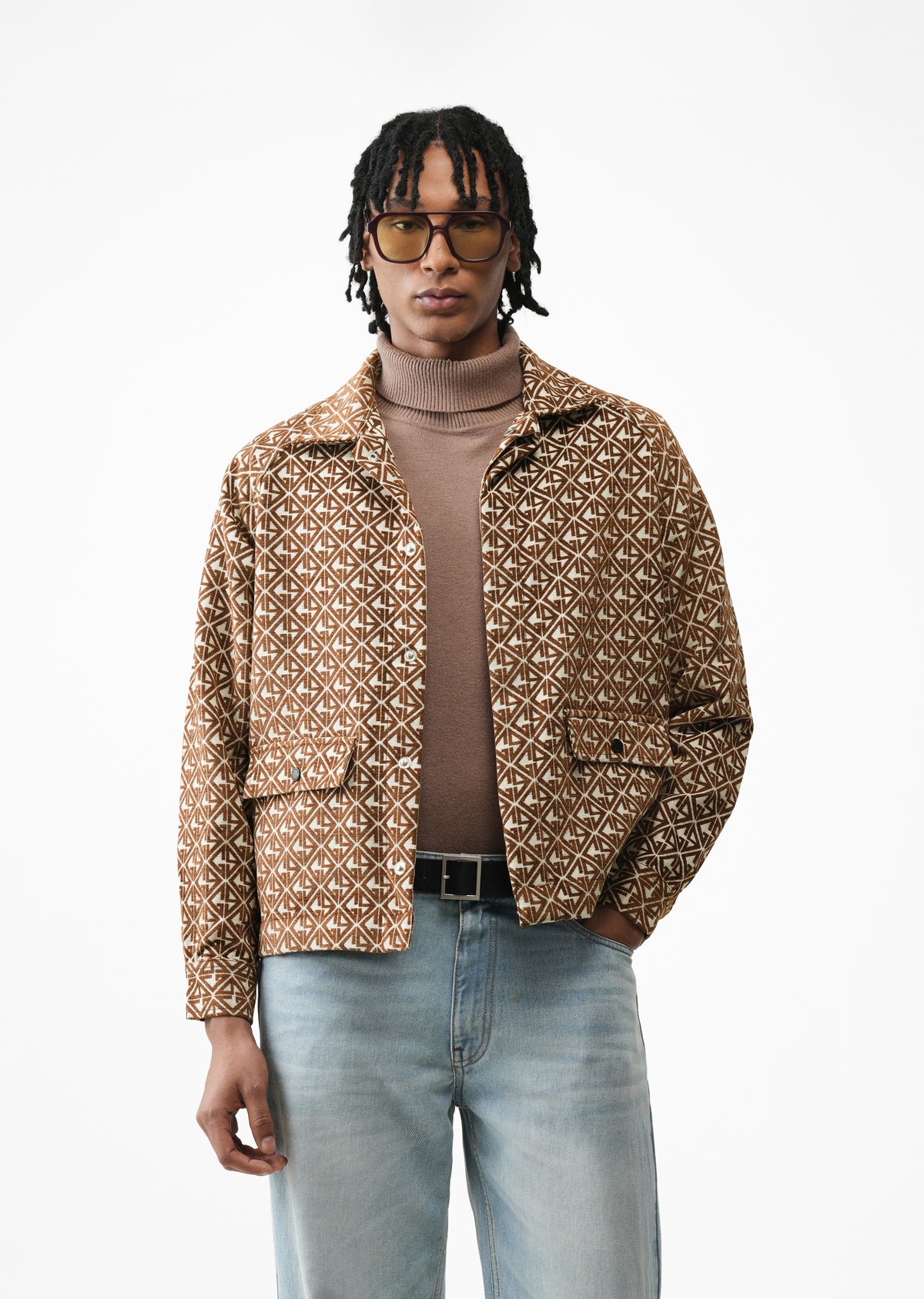 Brown Geometric Pattern Shacket