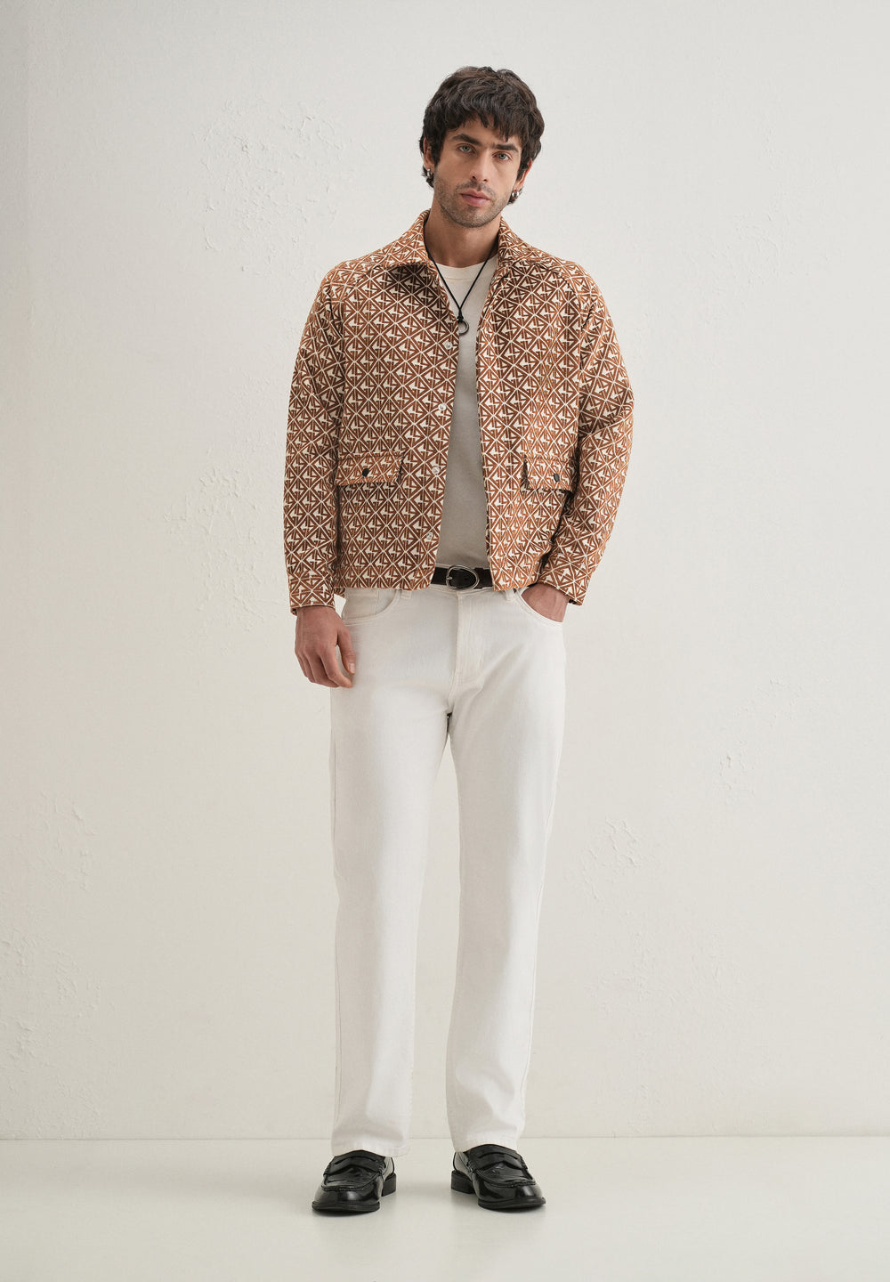 Brown Geometric Pattern Shacket