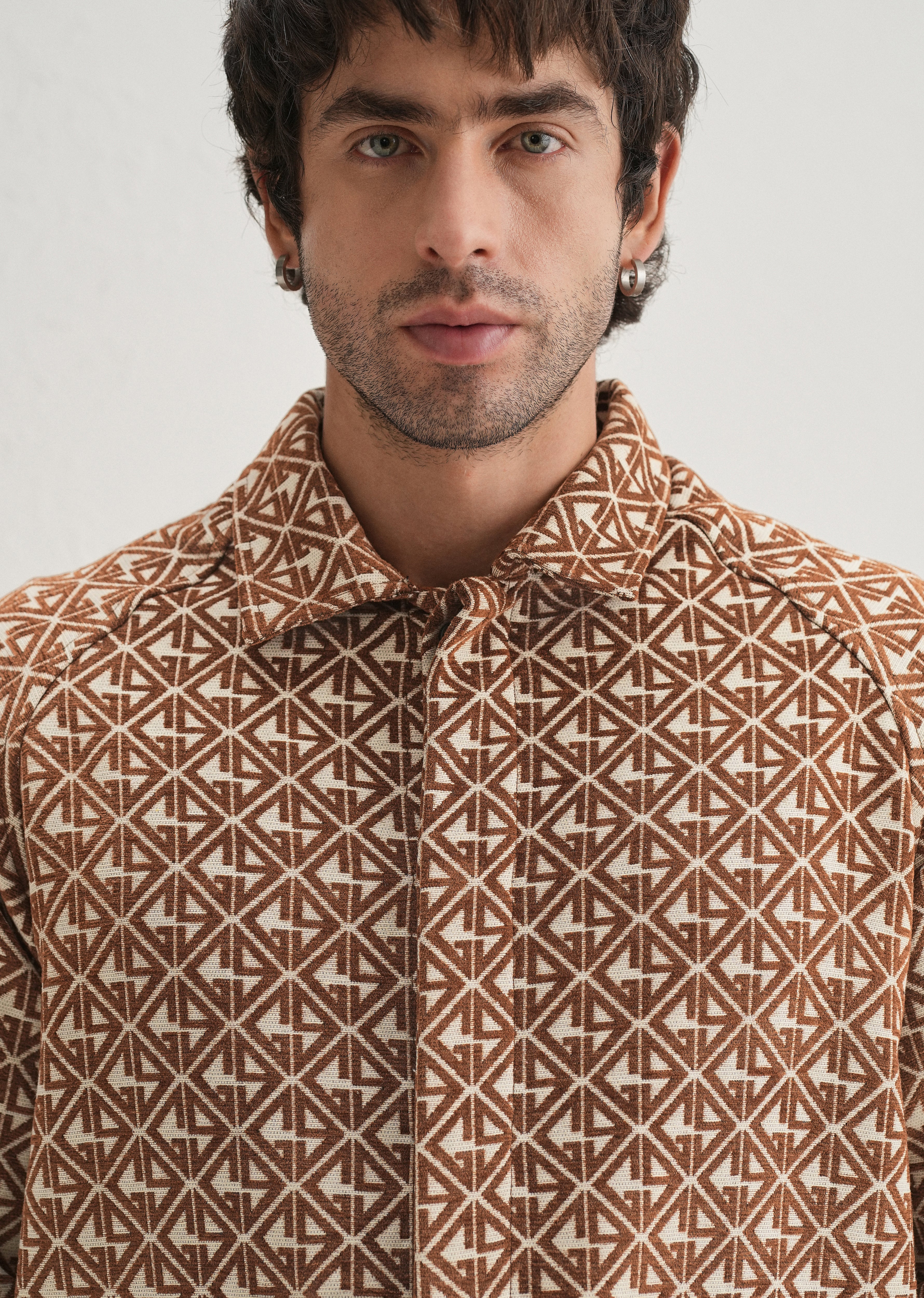 Brown Geometric Pattern Shacket