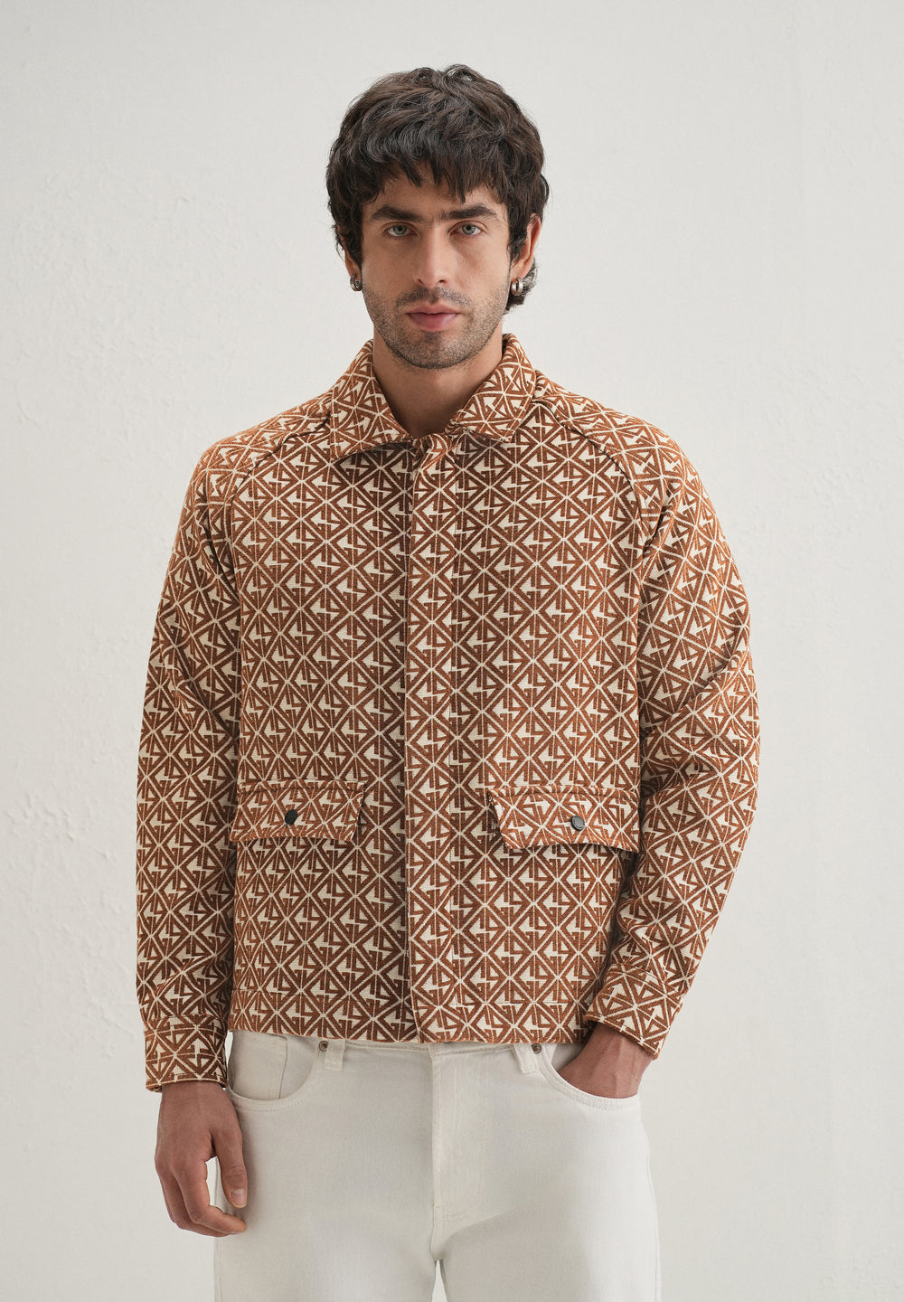 Brown Geometric Pattern Shacket