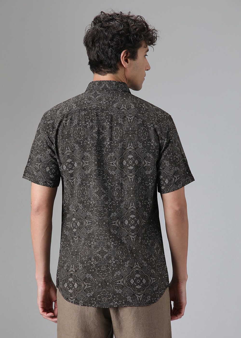 Brown Geometric Print Shirt