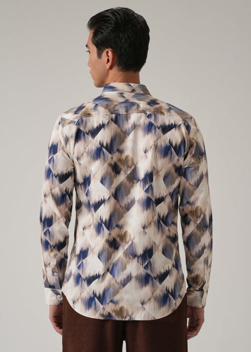 Brown Geometric Print Shirt