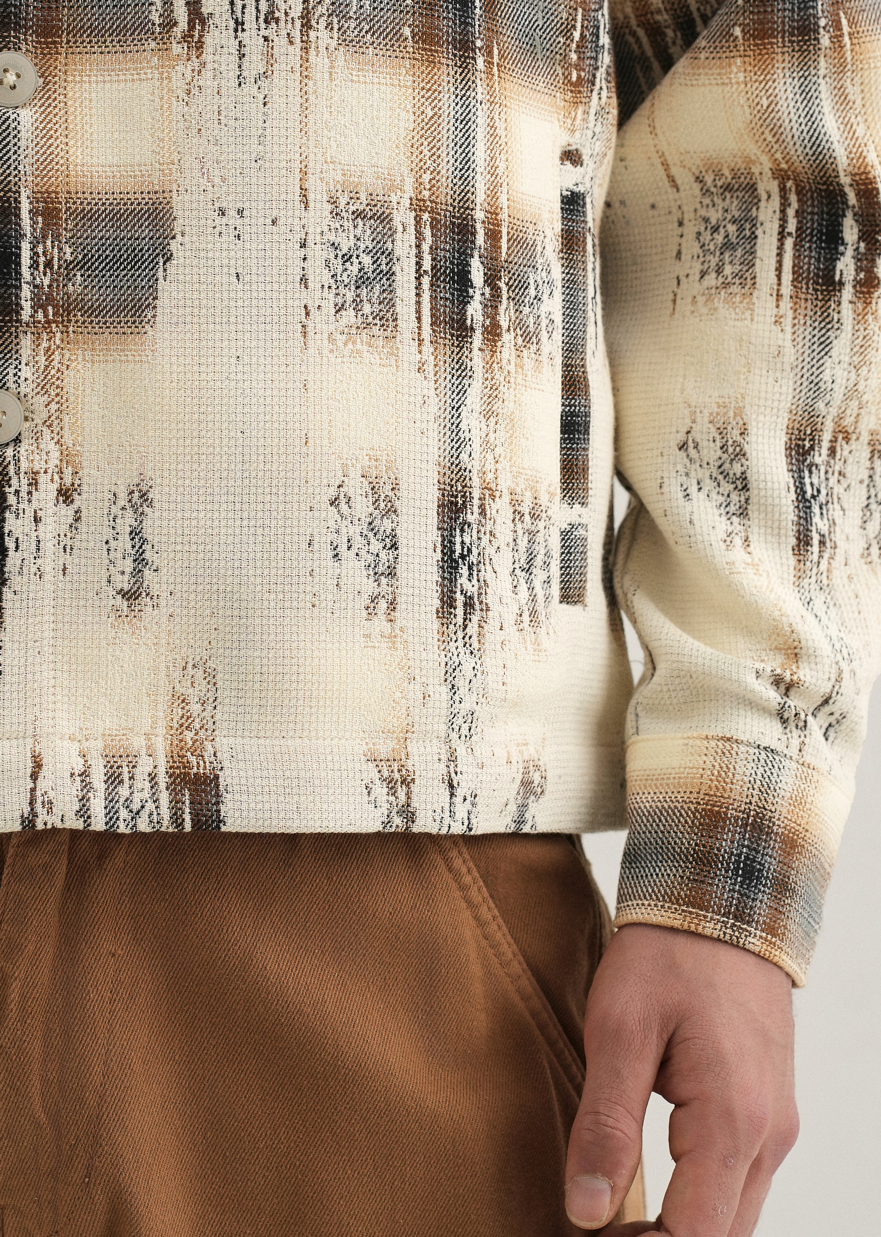 Brown Gradient Grunge Check Shacket