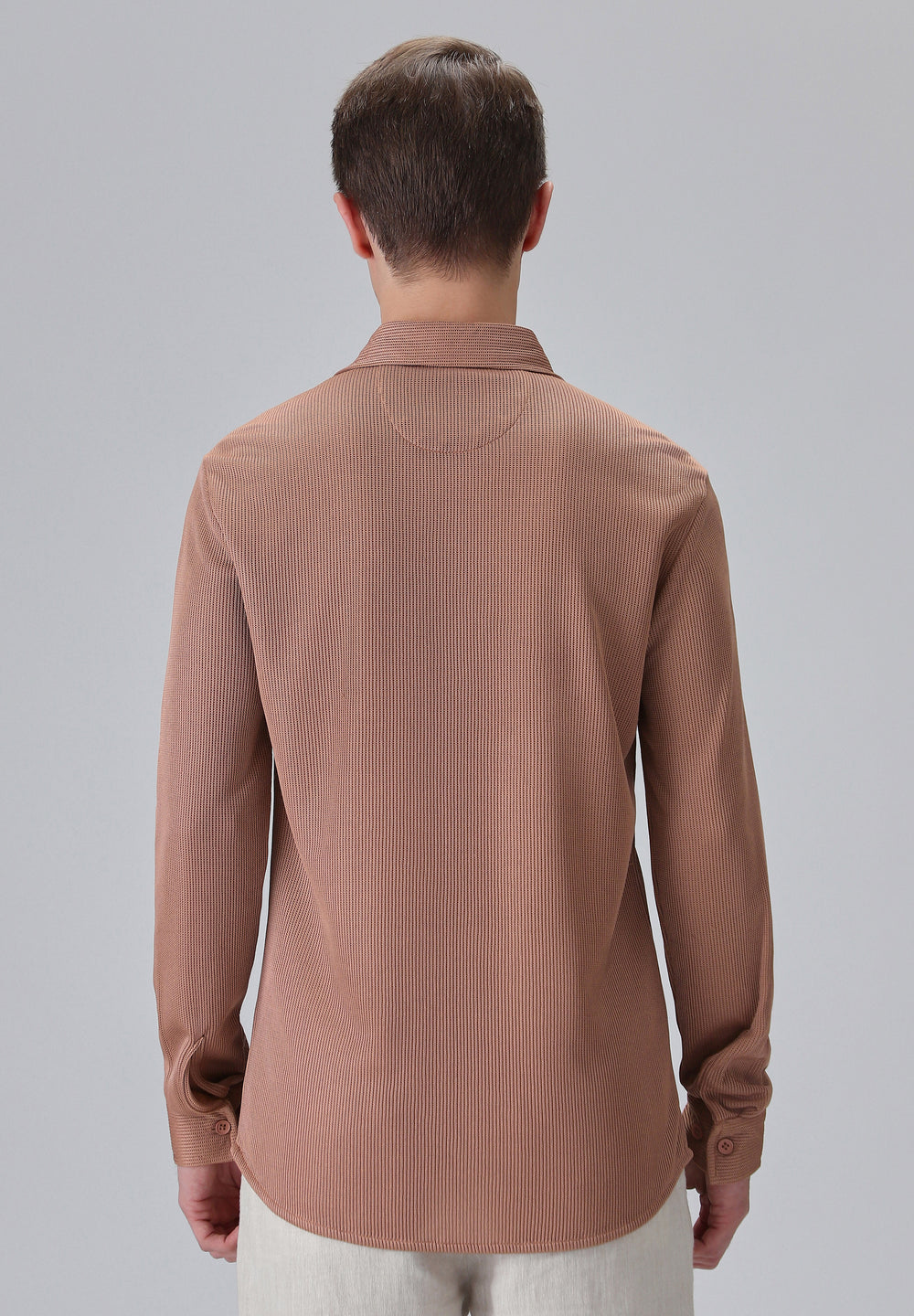 Brown Plain Knitted Shirt