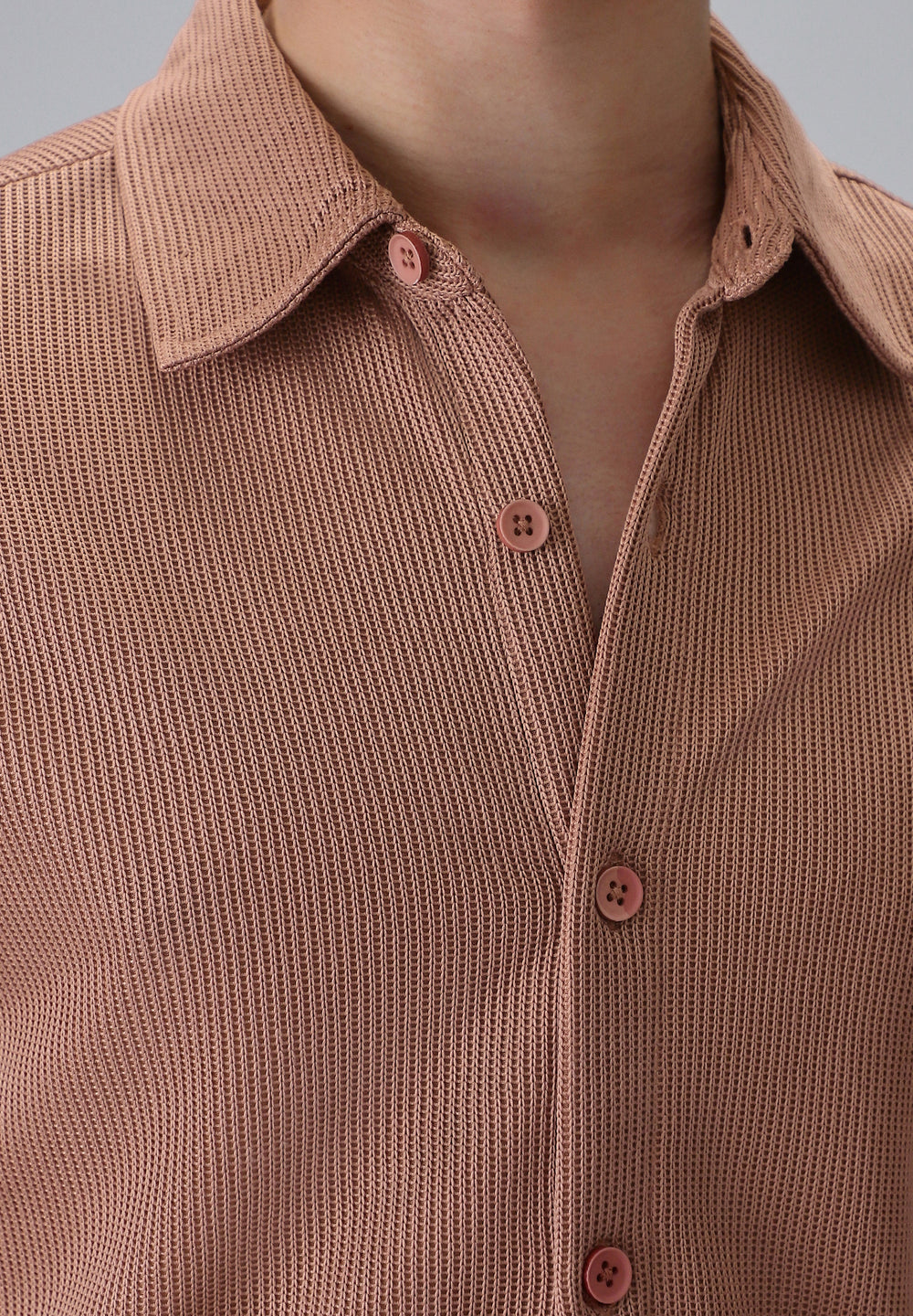 Brown Plain Knitted Shirt