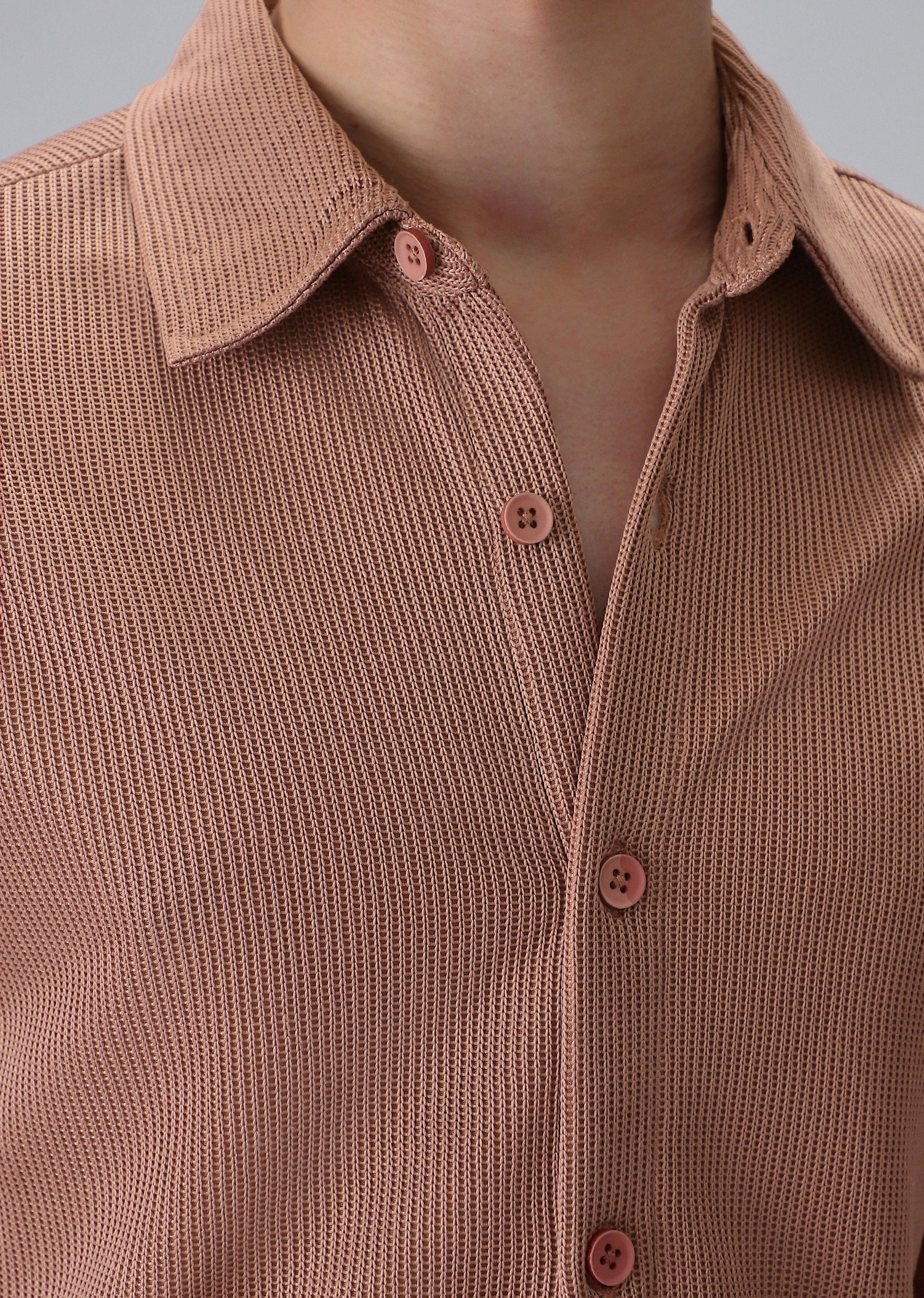 Brown Plain Knitted Shirt