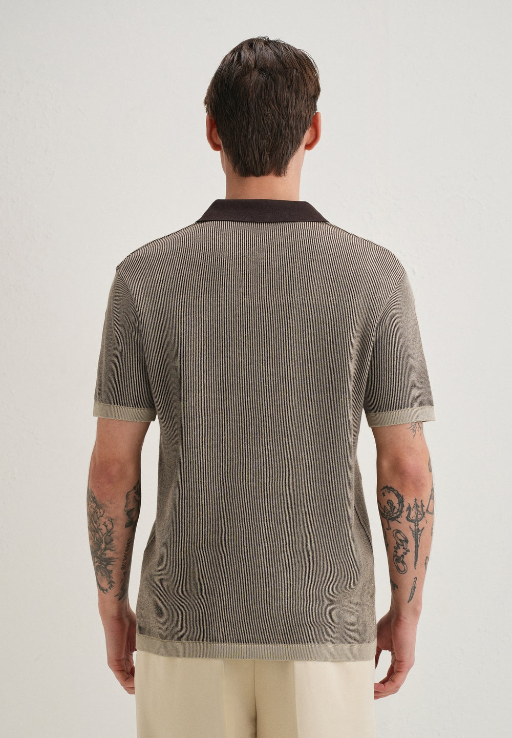 Brown Knitted Polo T-Shirt
