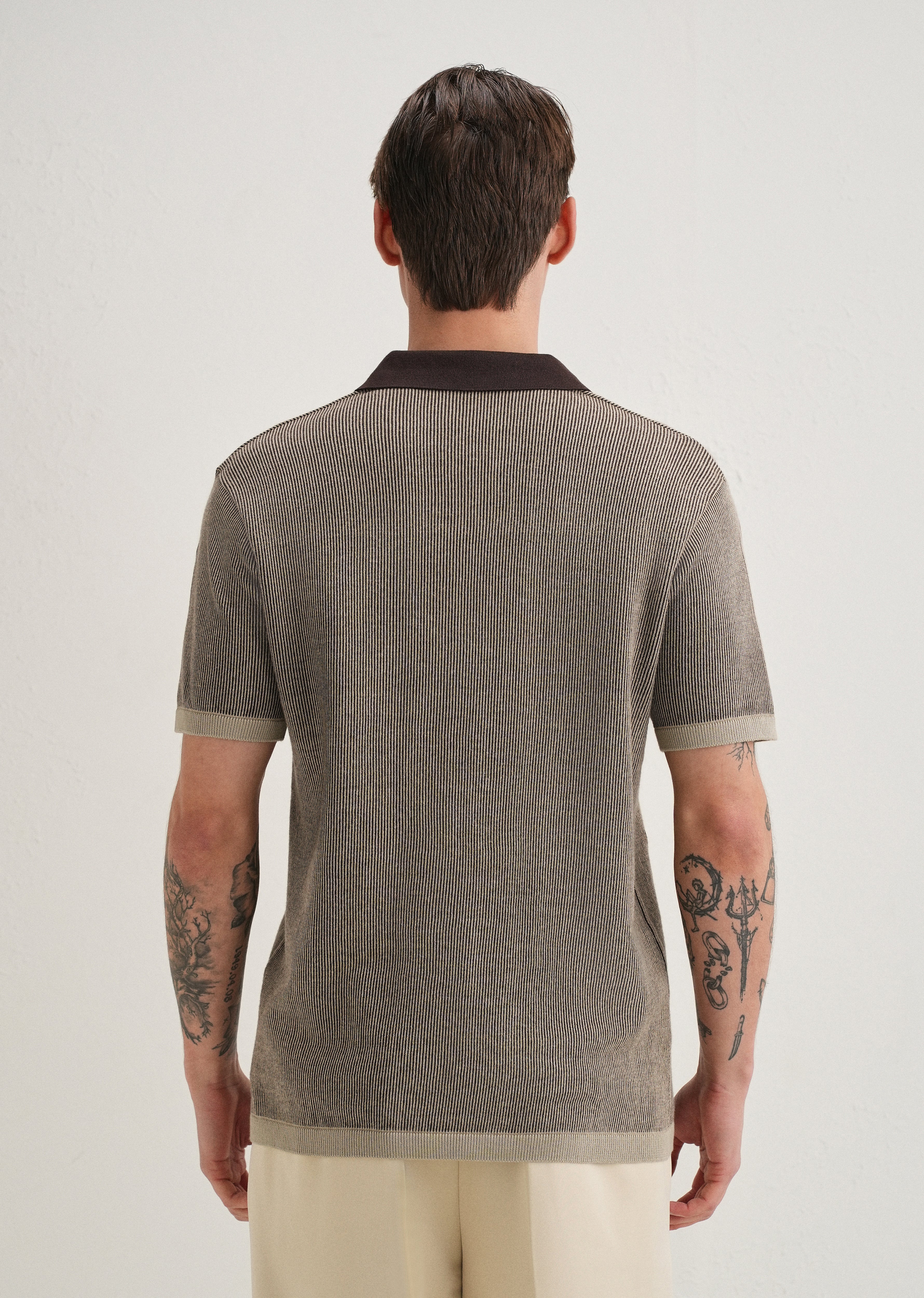 Brown Knitted Polo T-Shirt
