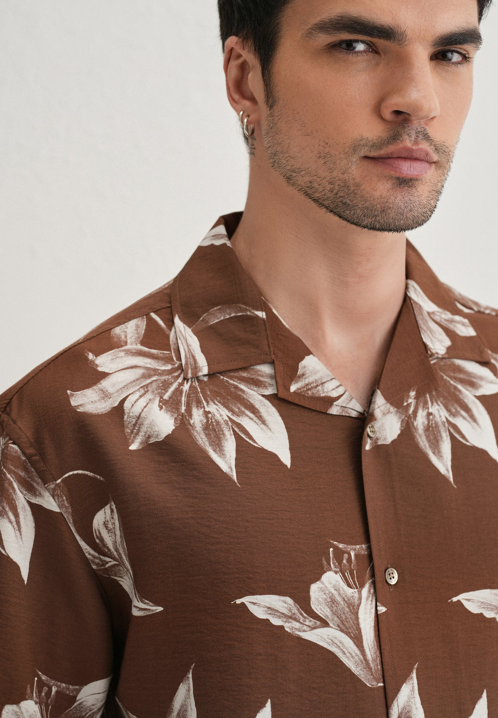 Brown Lily Floral Printed Shirt