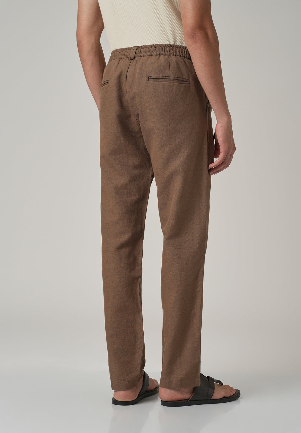 Brown Linen Relaxed Fit Trouser