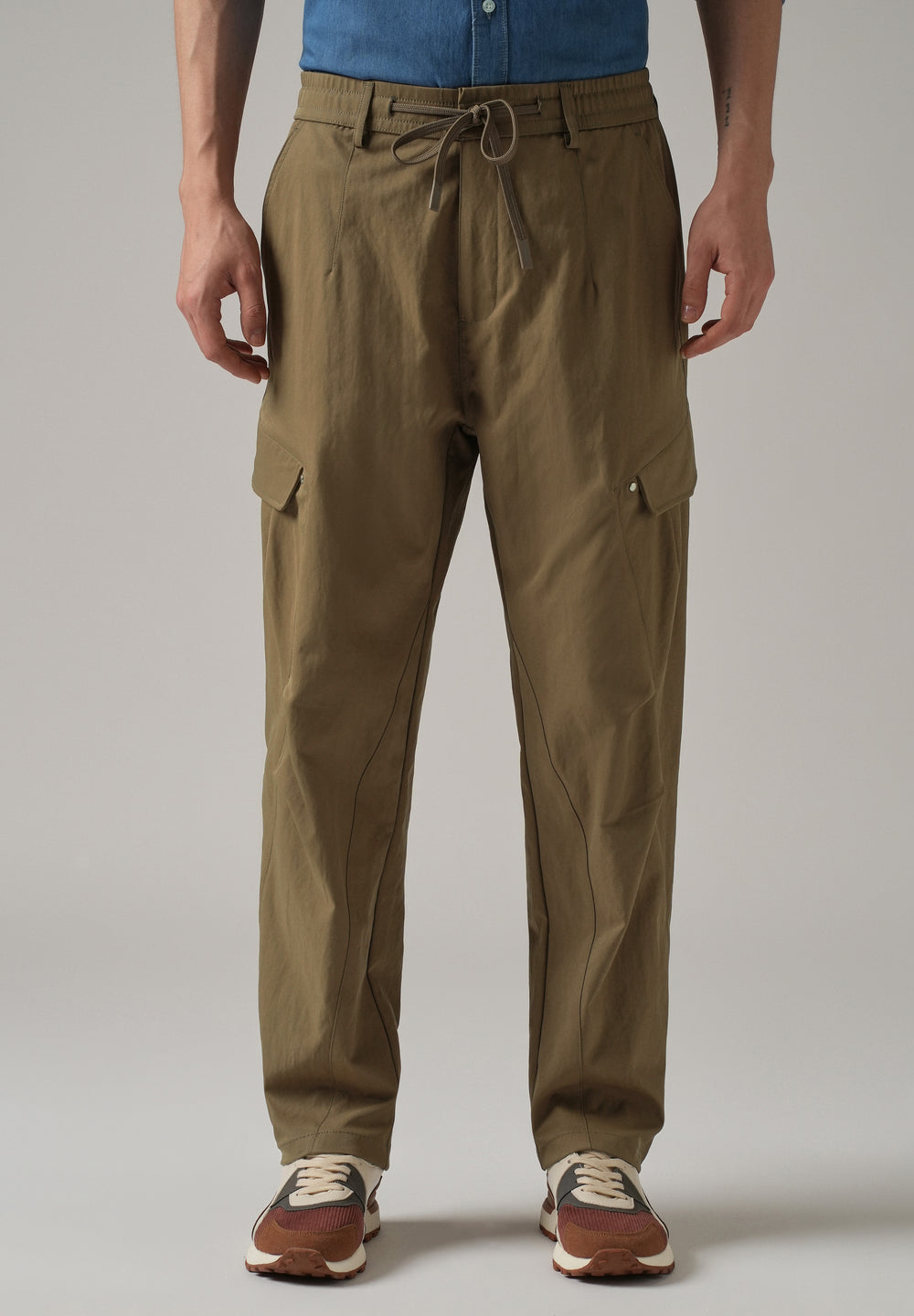 Brown Stone Wash Cargo Pants