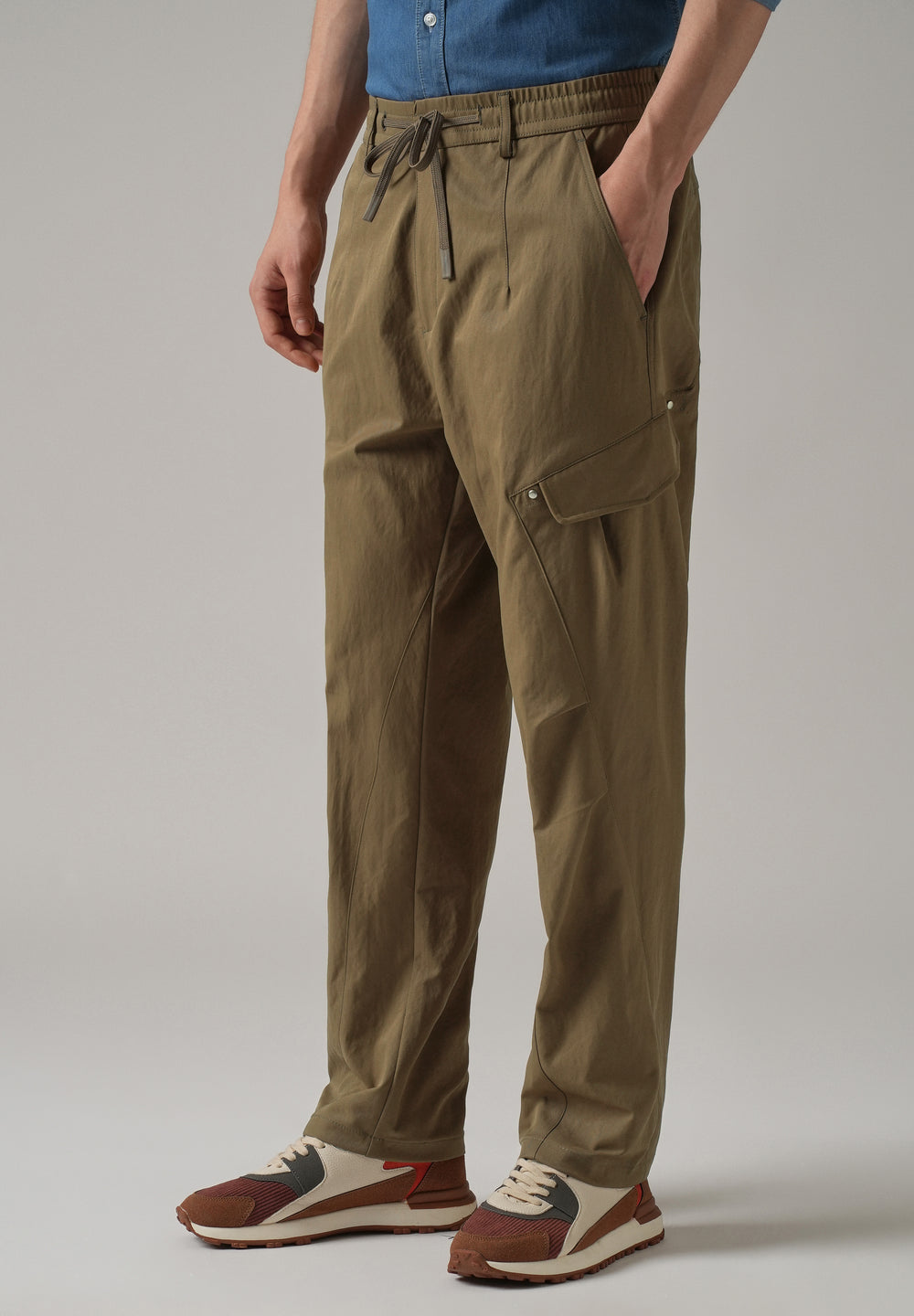 Brown Stone Wash Cargo Pants