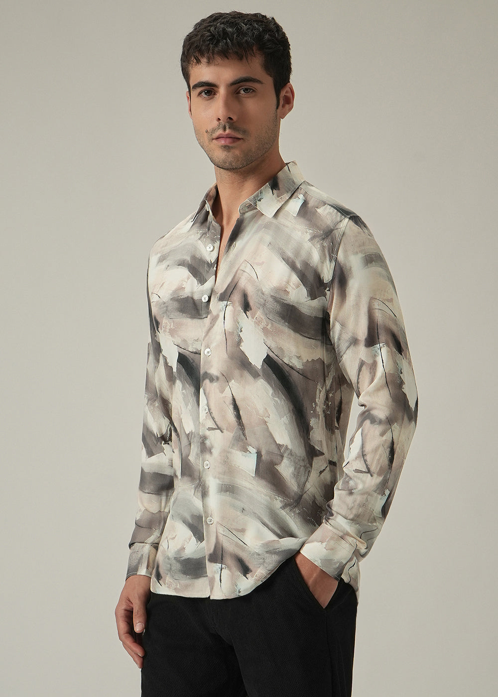 Brown Monochrome Print Shirt