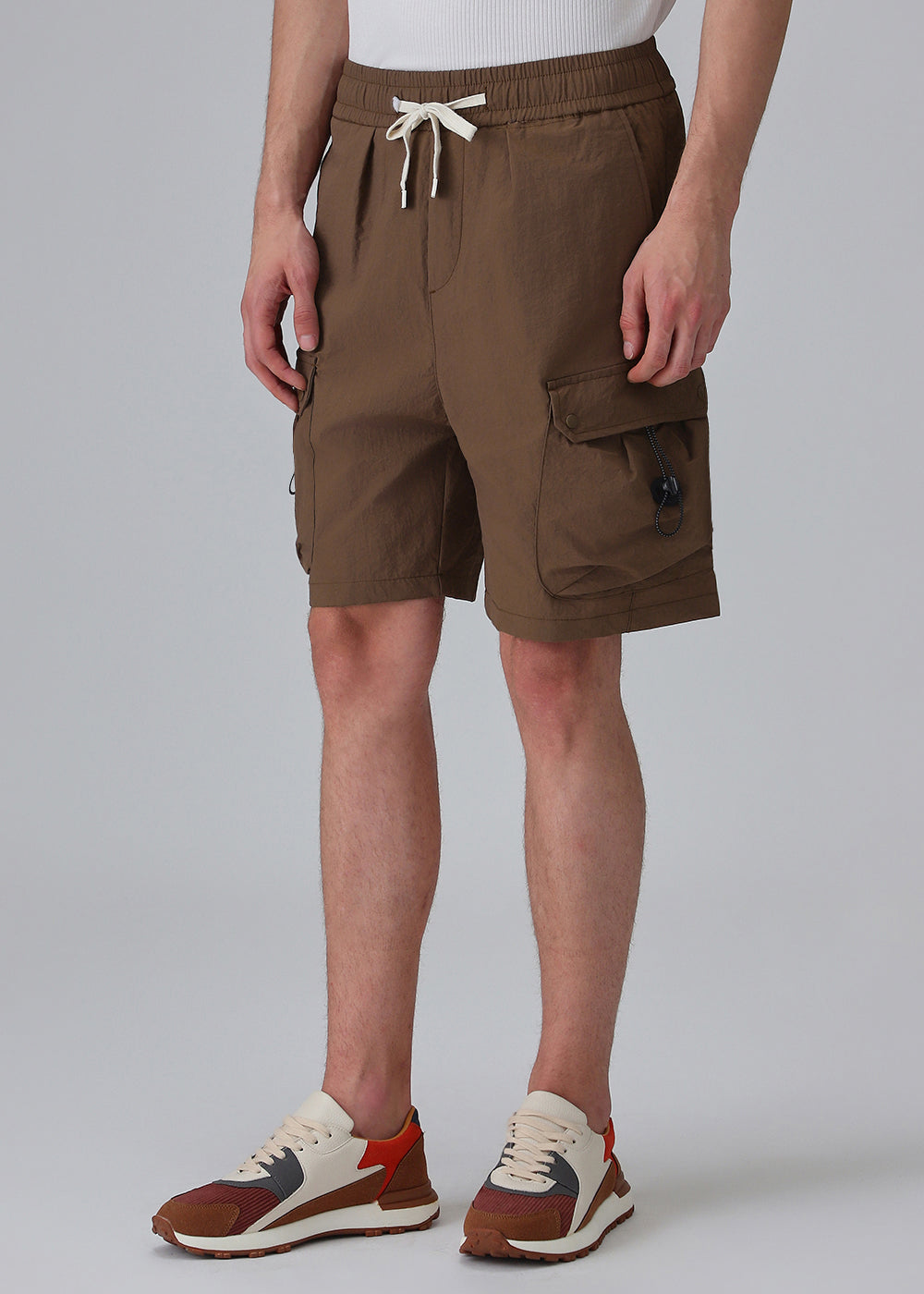 Brown Multi-Pocket Utility Shorts