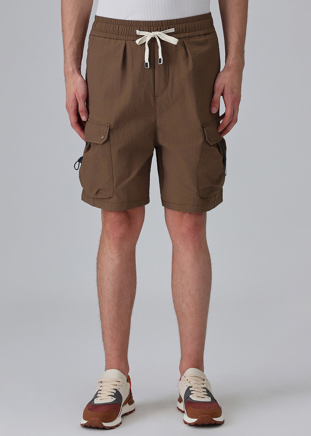 Brown Multi-Pocket Utility Shorts