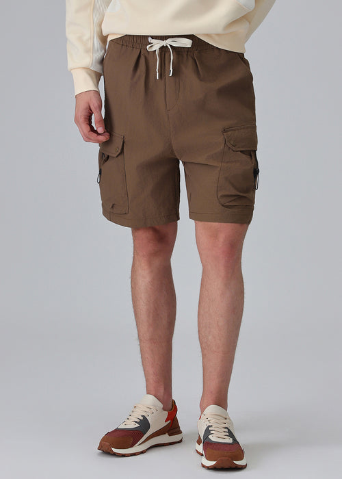 Brown Multi-Pocket Utility Shorts