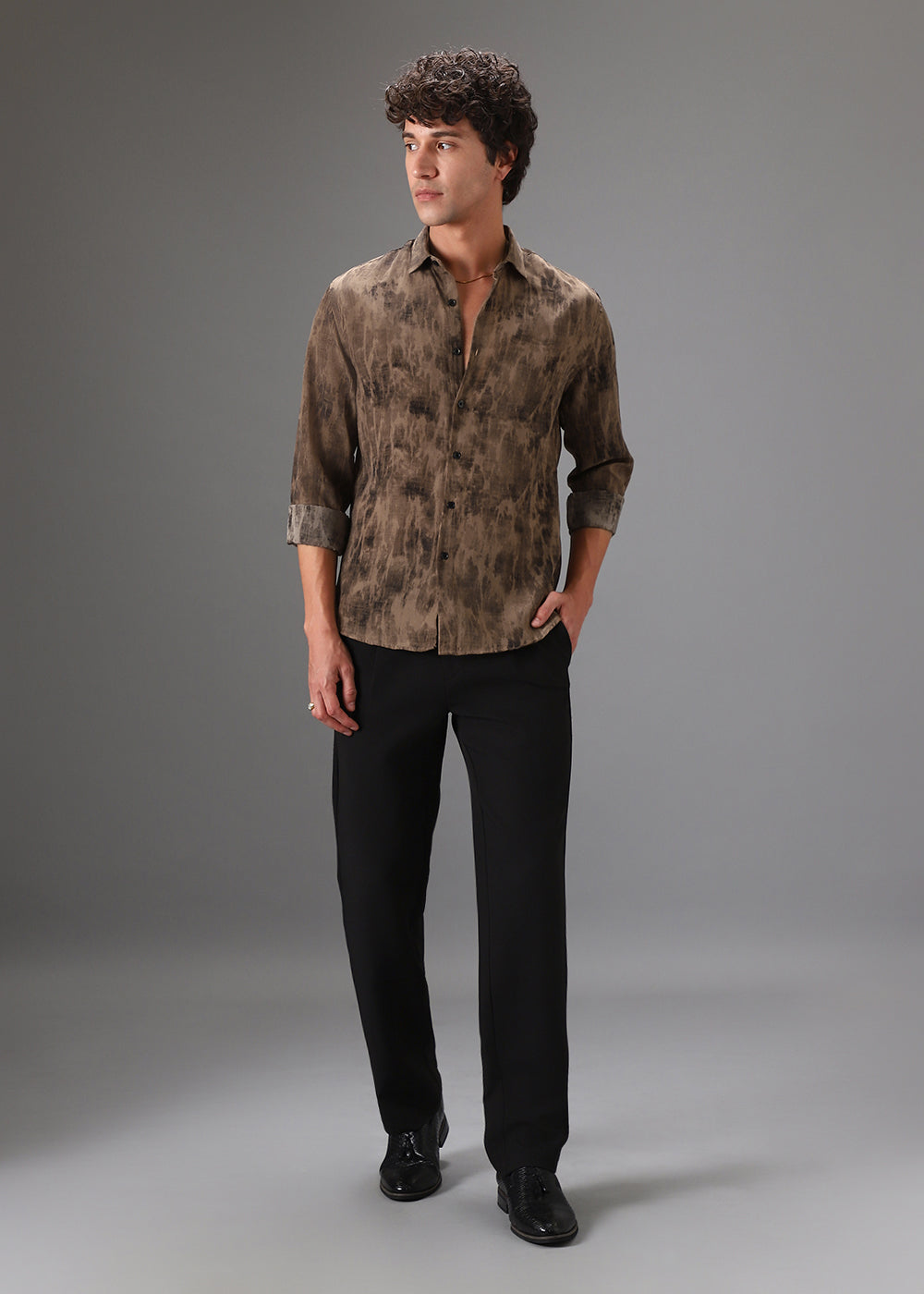 Brown Multi Tone Abstract Printed Shirt