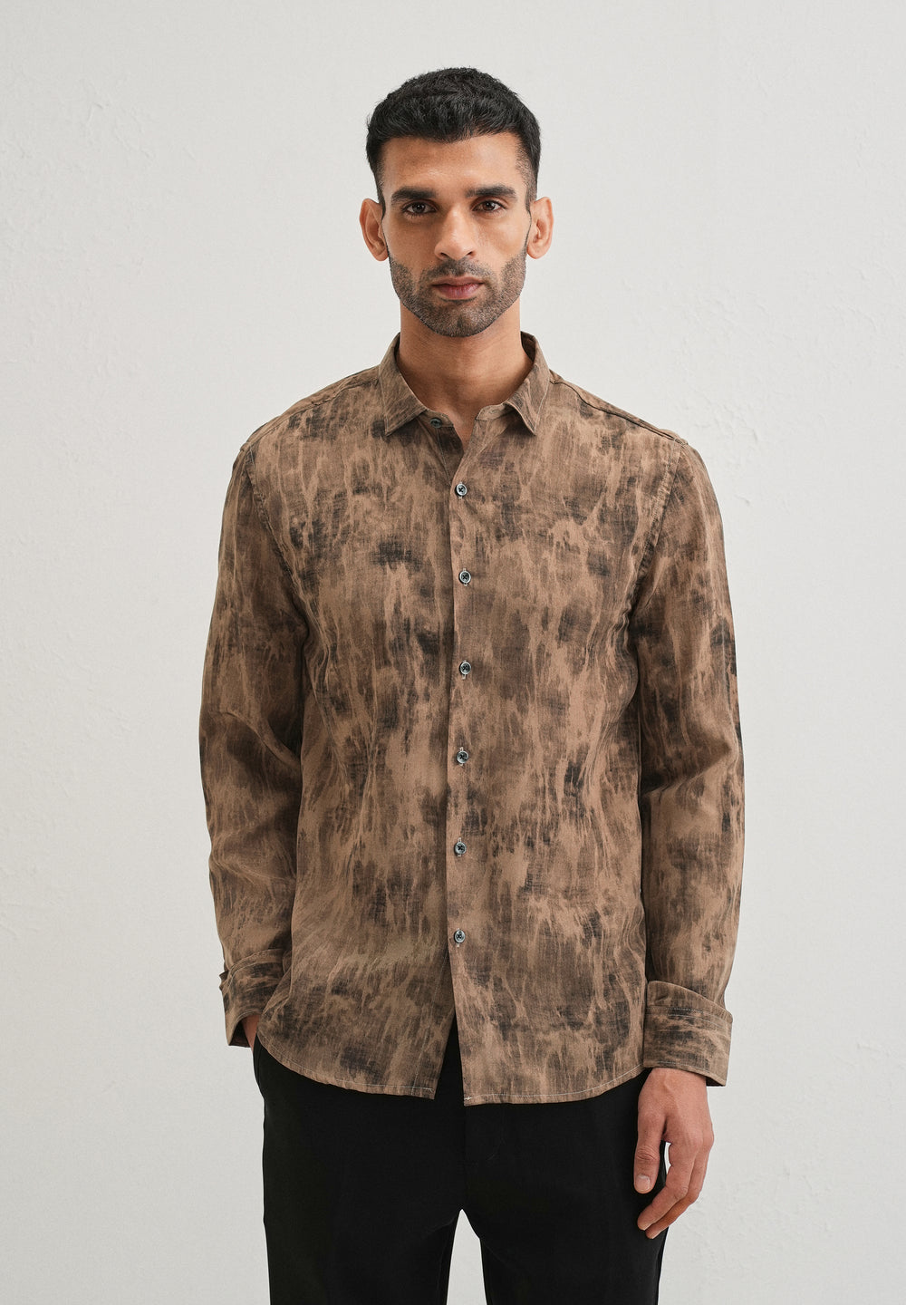Brown Multi Tone Abstract Printed Shirt
