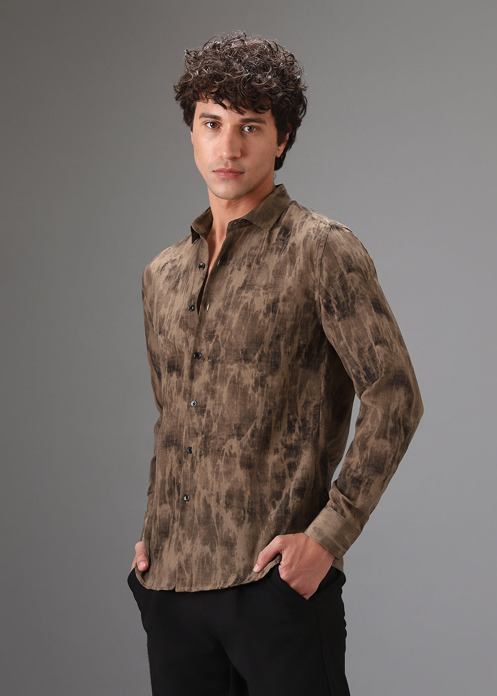 Brown Multi Tone Abstract Printed Shirt