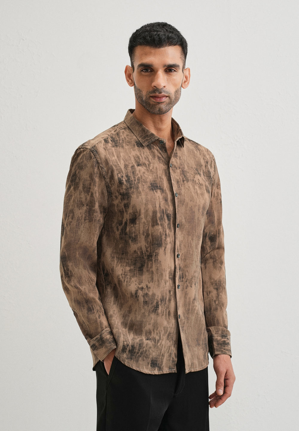 Brown Multi Tone Abstract Printed Shirt