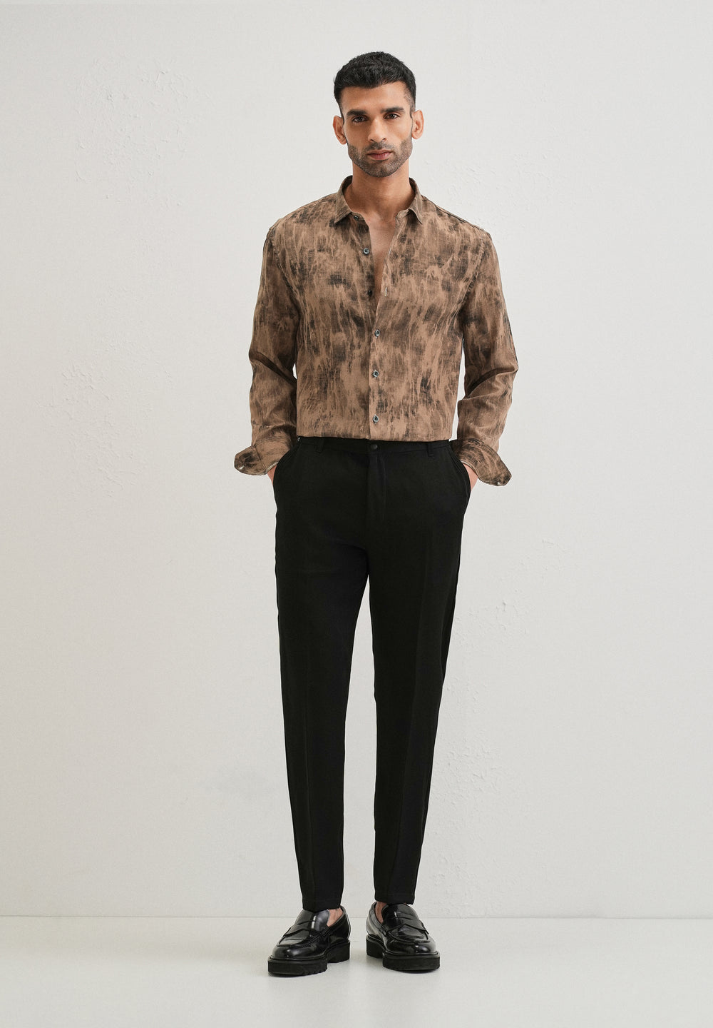 Brown Multi Tone Abstract Printed Shirt