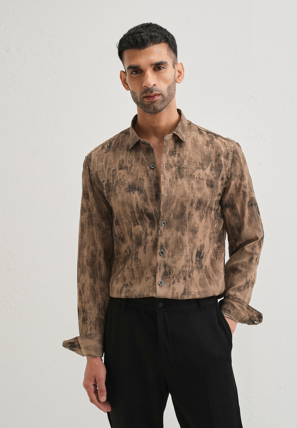 Brown Multi Tone Abstract Printed Shirt