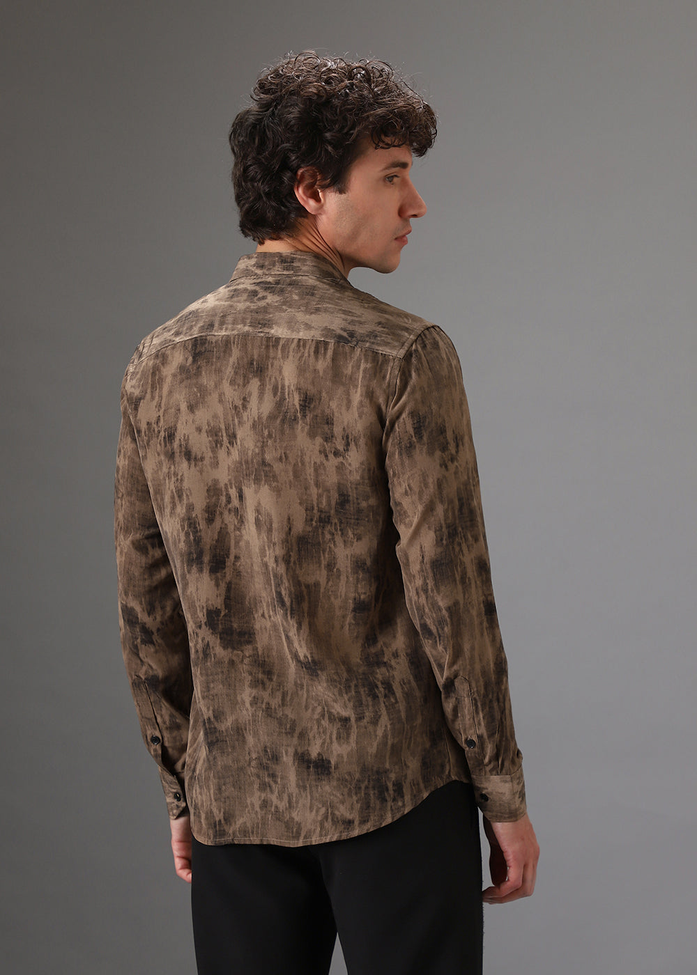 Brown Multi Tone Abstract Printed Shirt